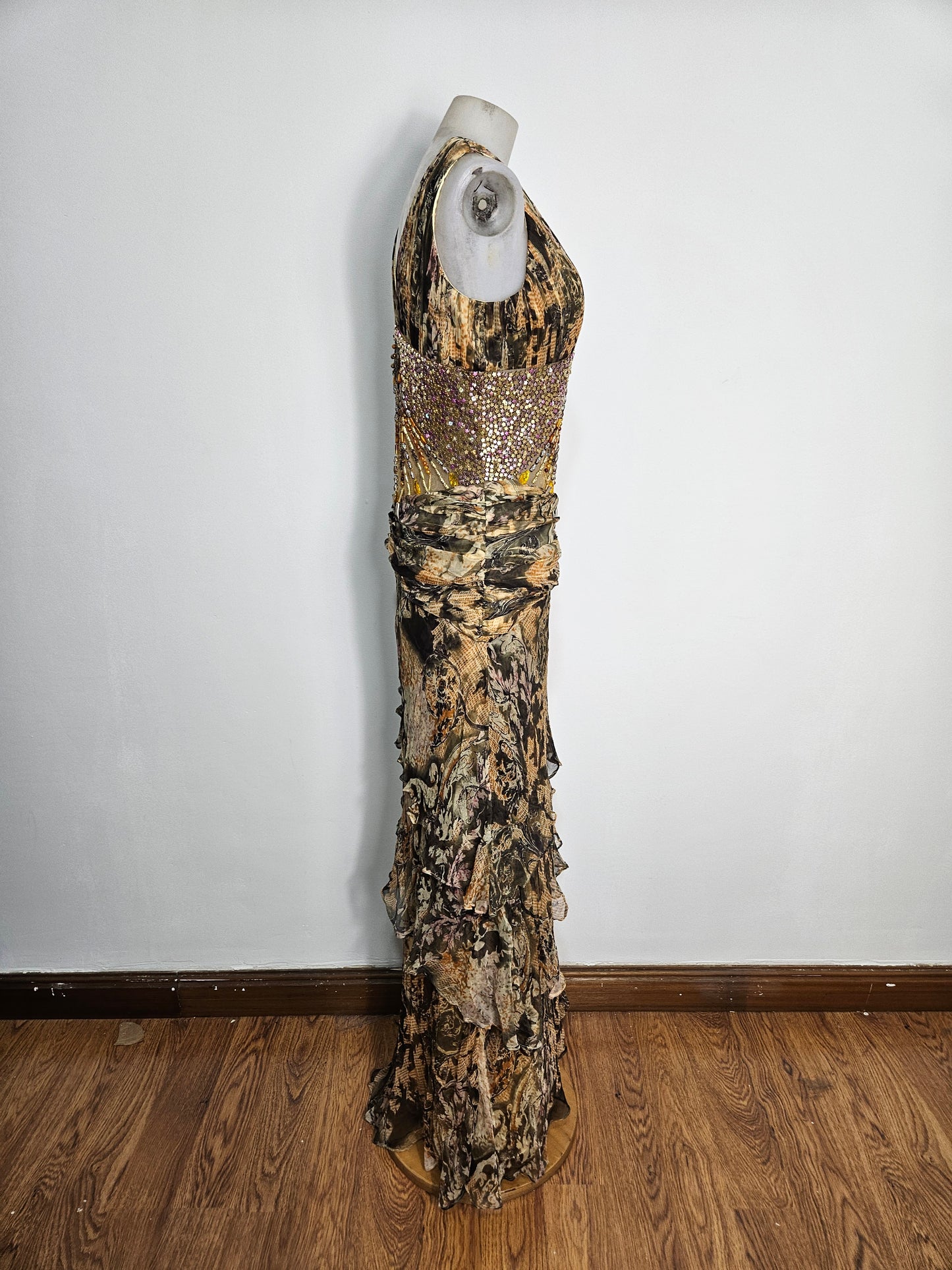 Vestido largo de voile bordado