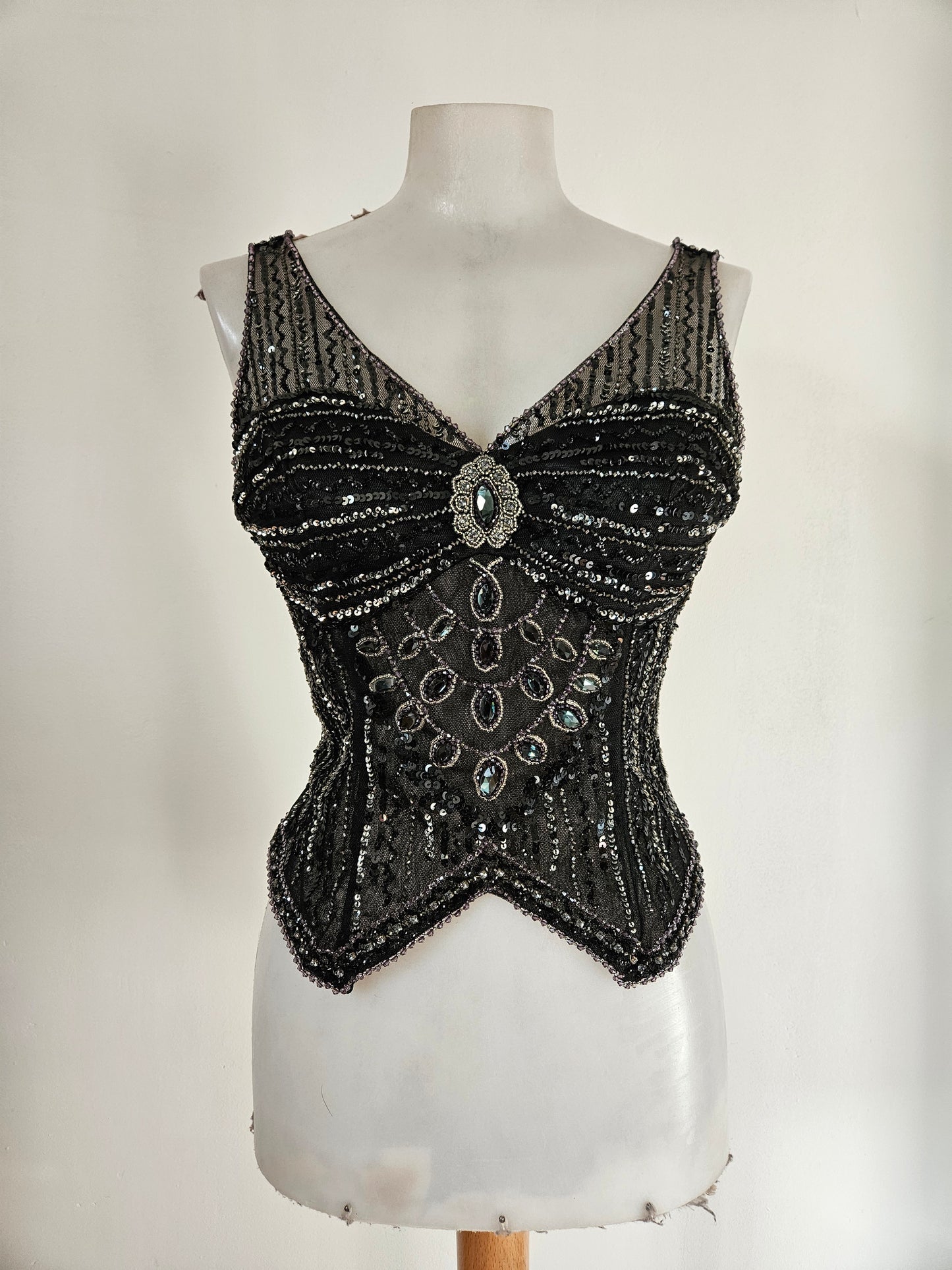 Black embroidered voile top