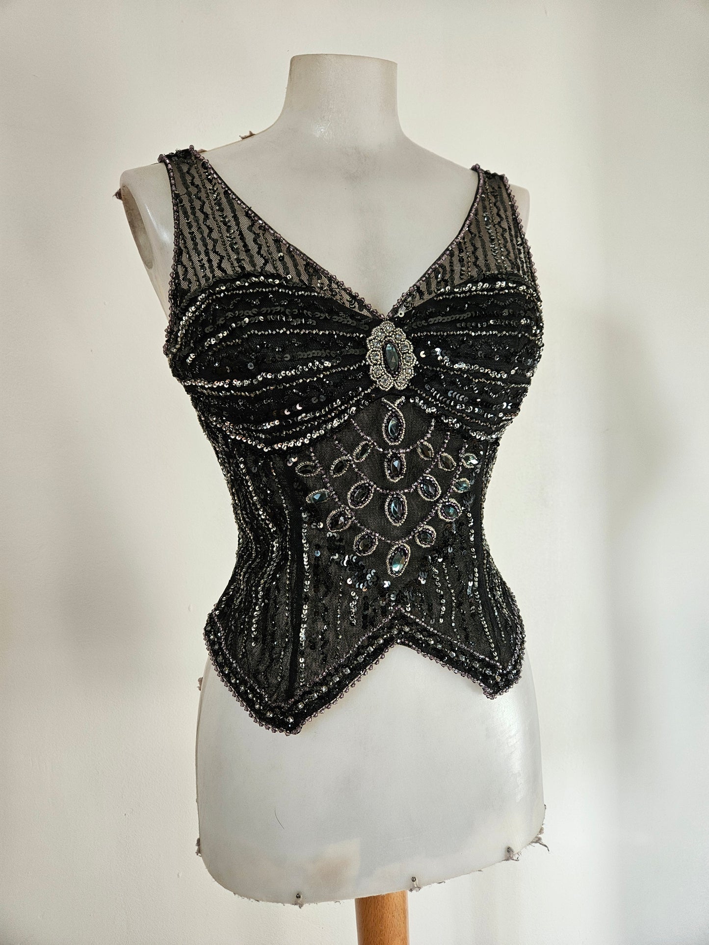 Black embroidered voile top