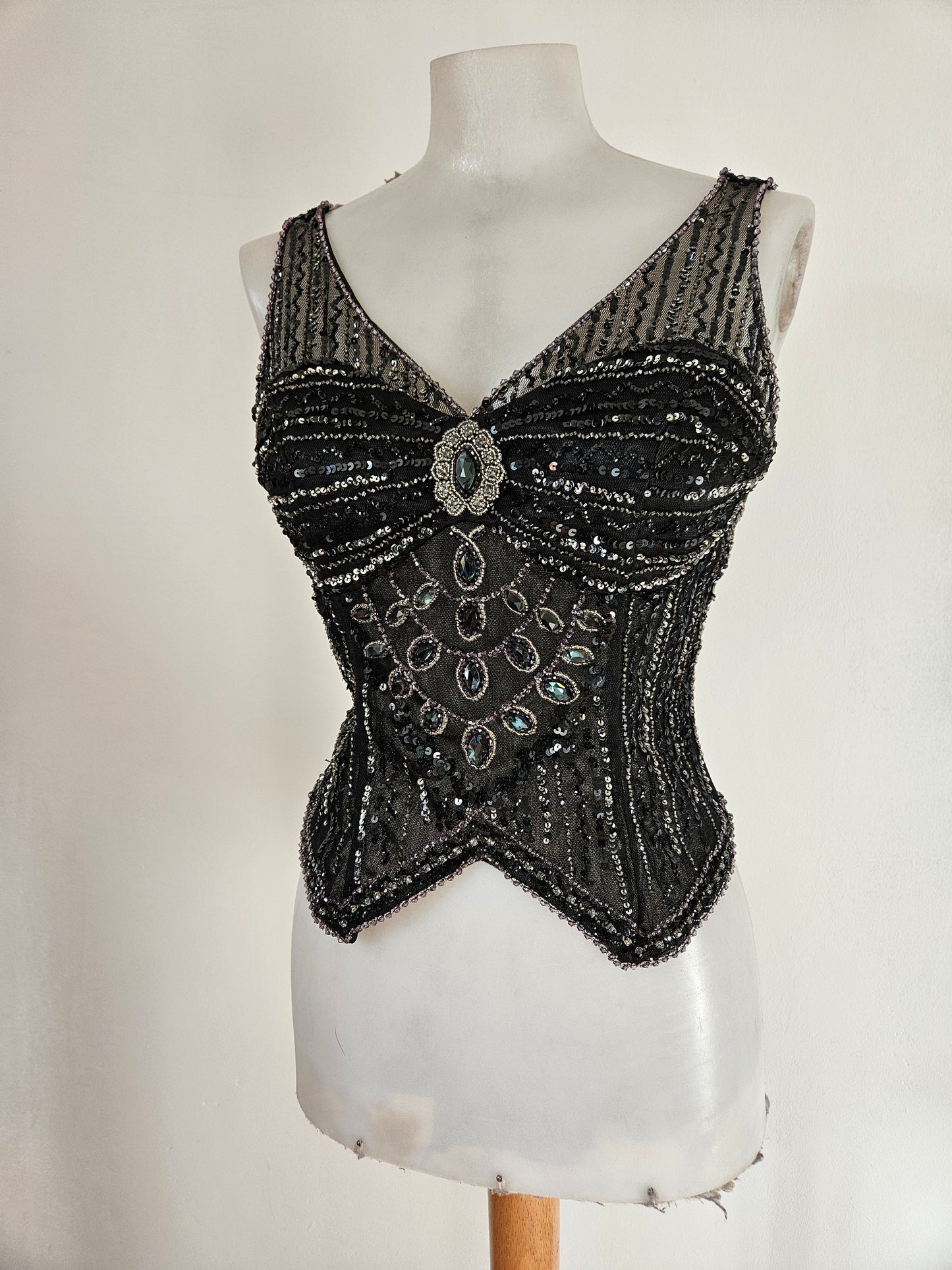 Black embroidered voile top