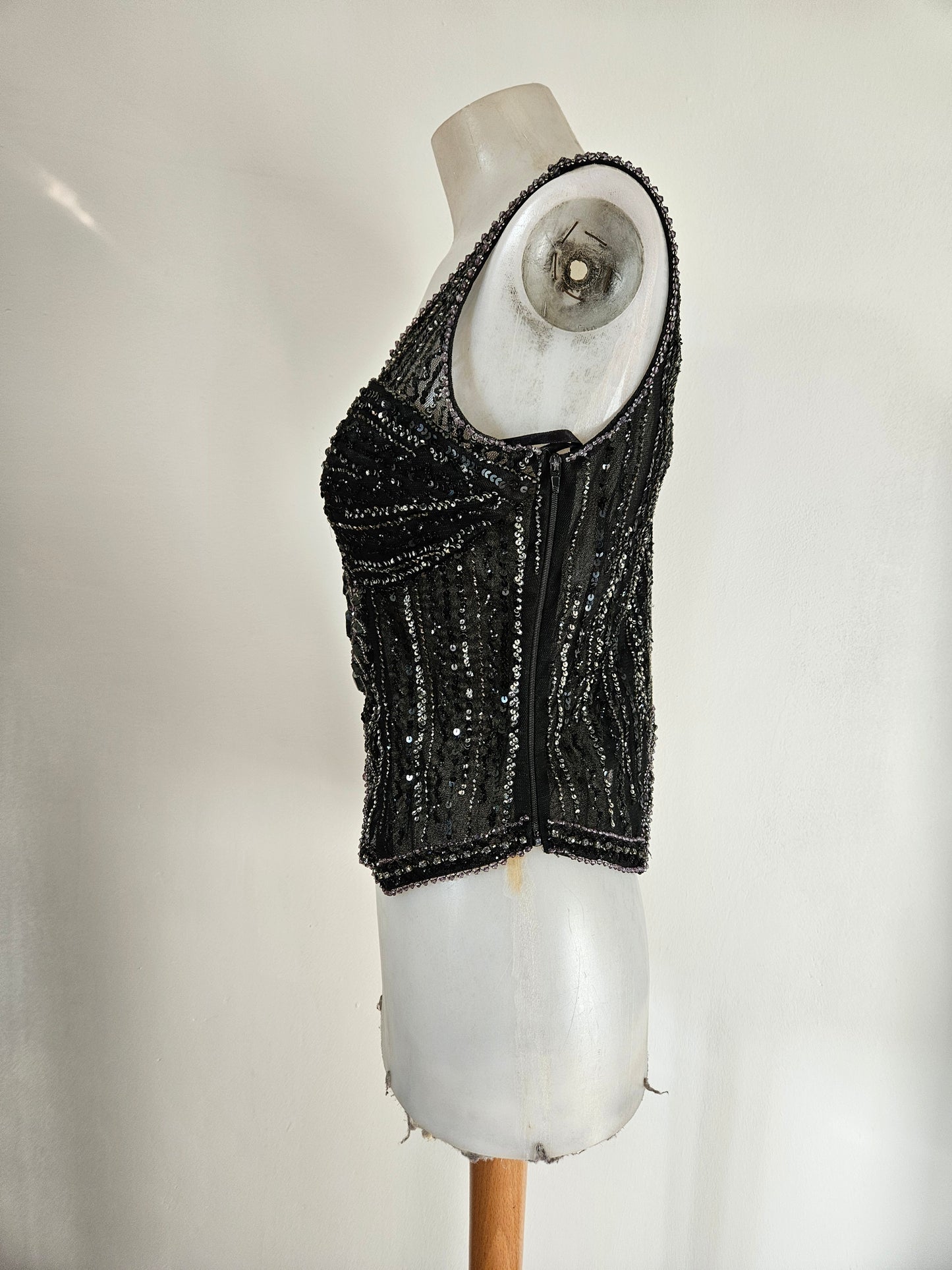 Black embroidered voile top