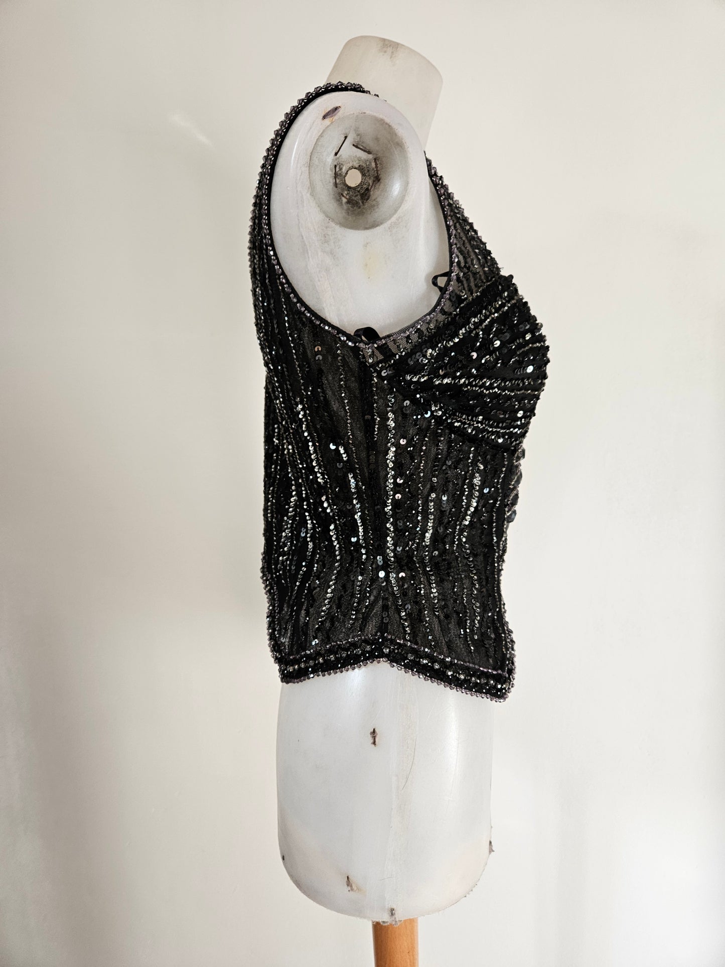 Black embroidered voile top