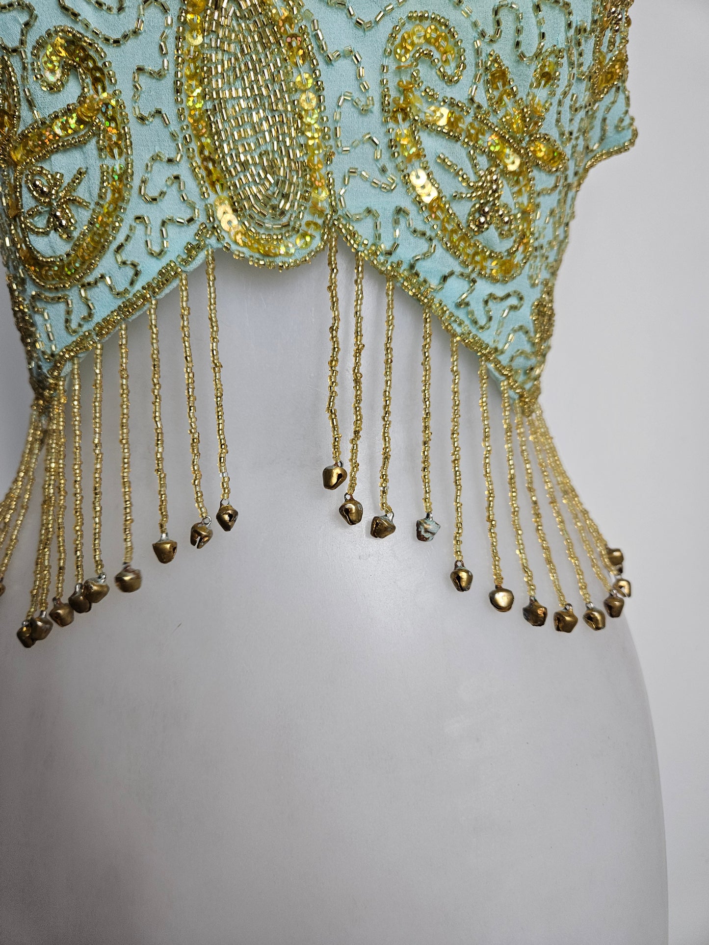 Blue and gold butterfly top
