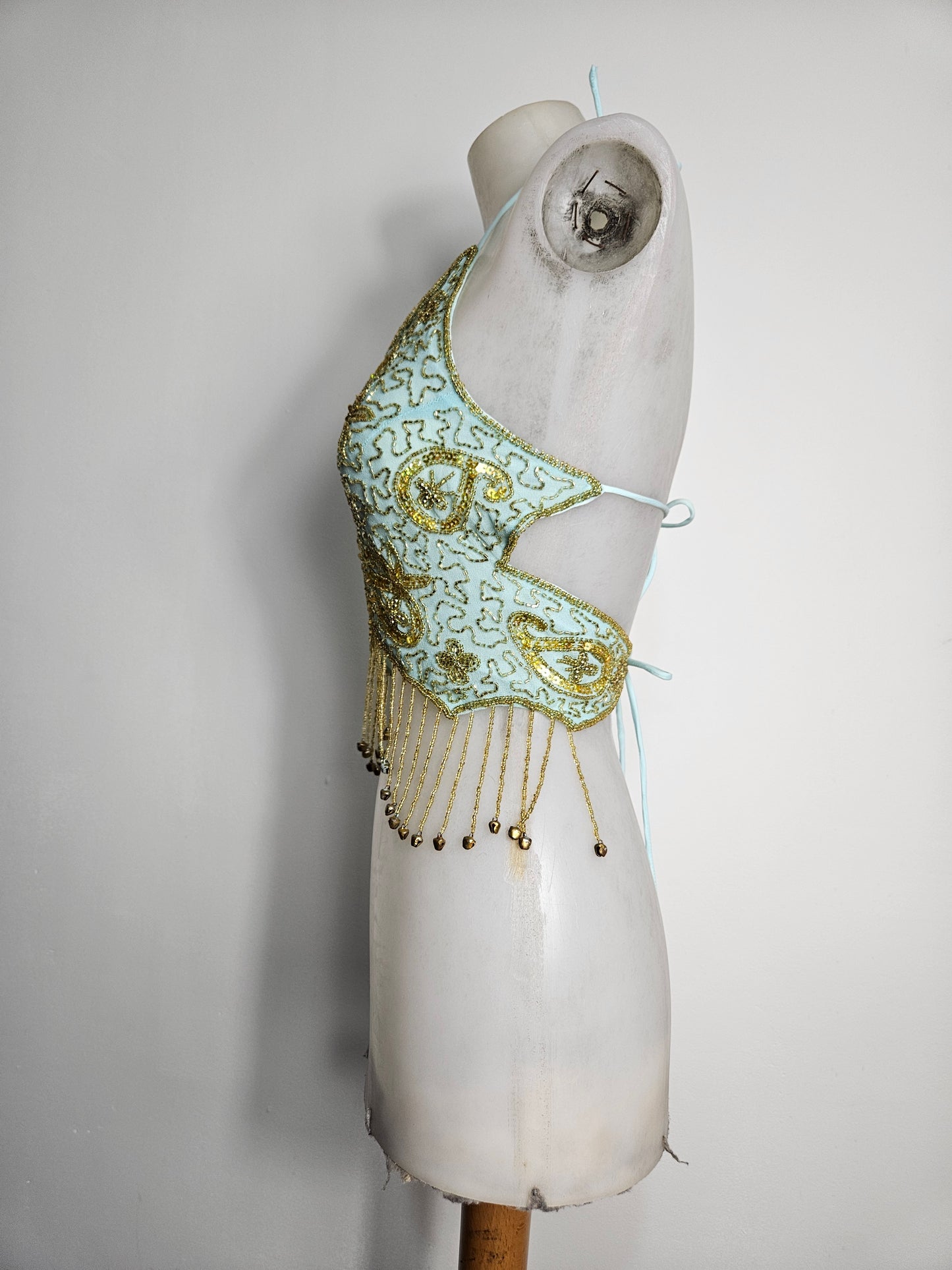 Blue and gold butterfly top