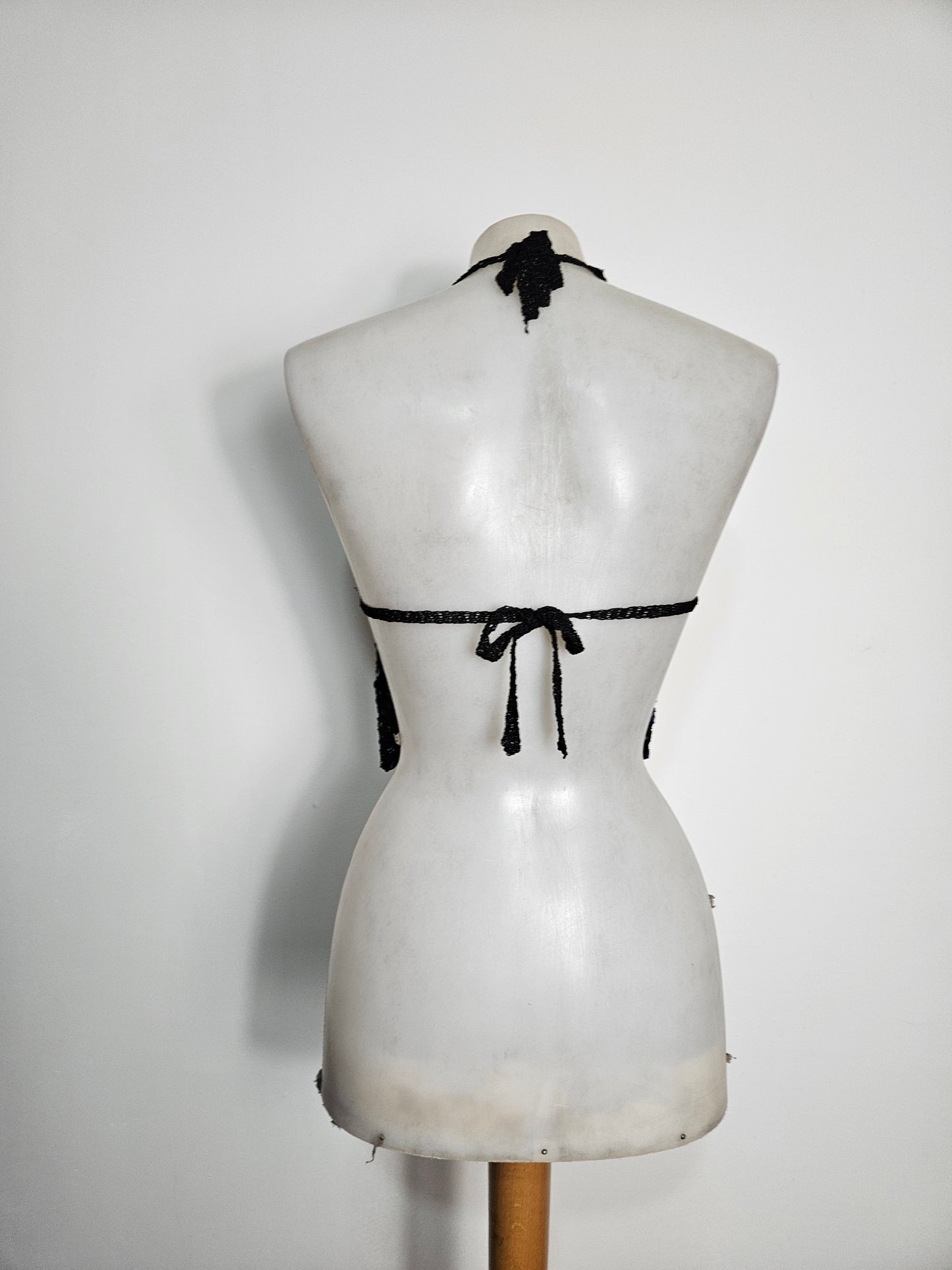 green and black sequined halter top