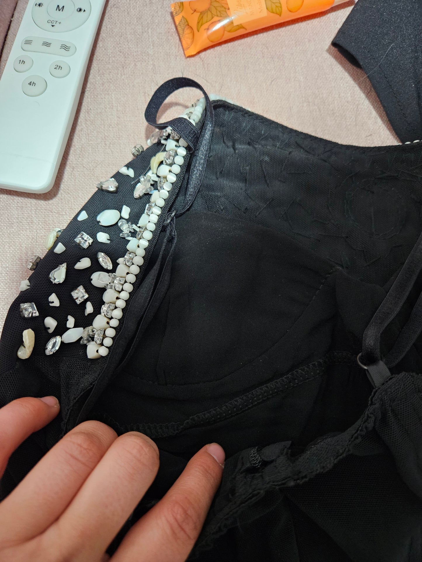 Top embroidered with pearls and stones