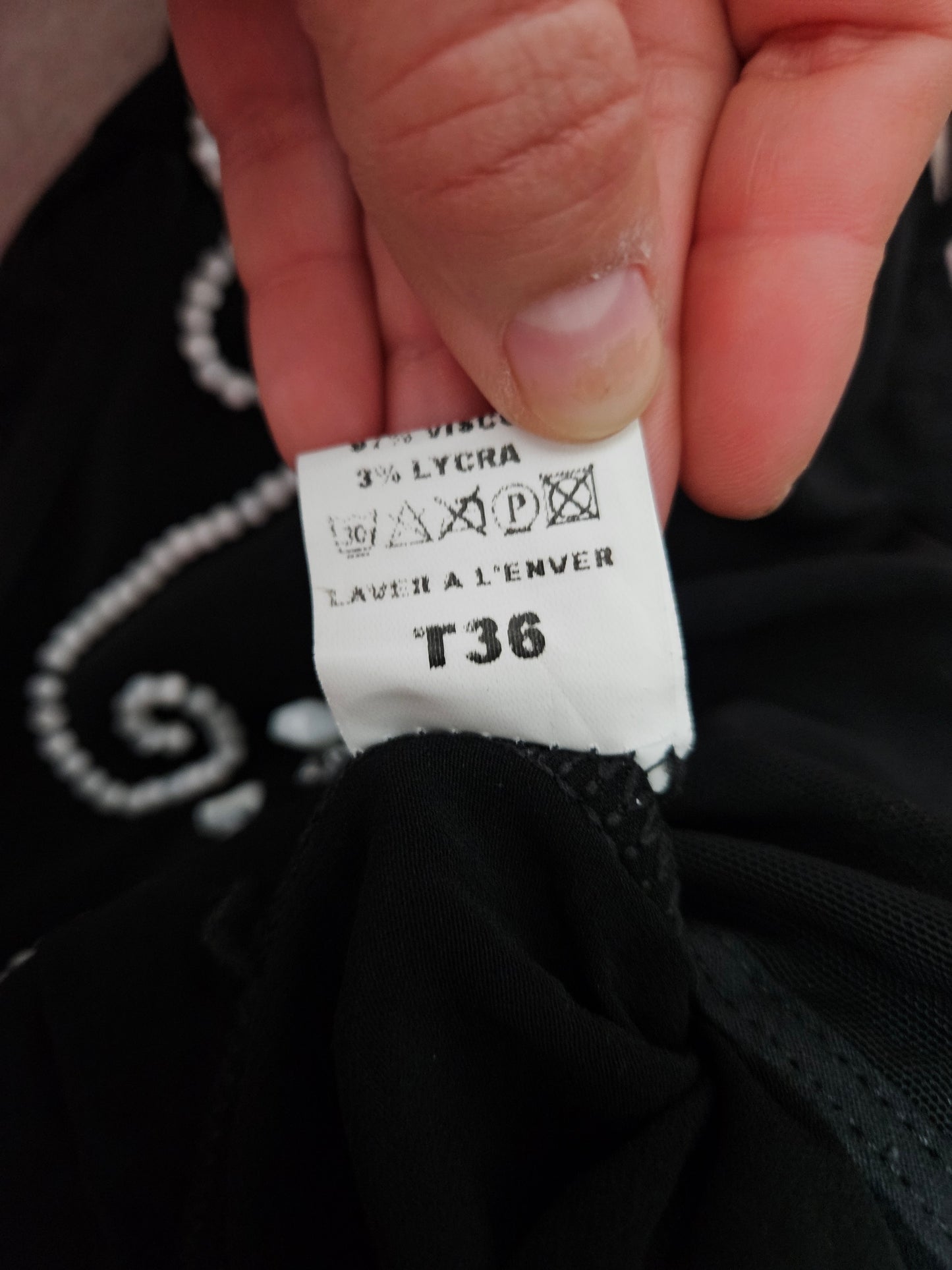 Top embroidered with pearls and stones