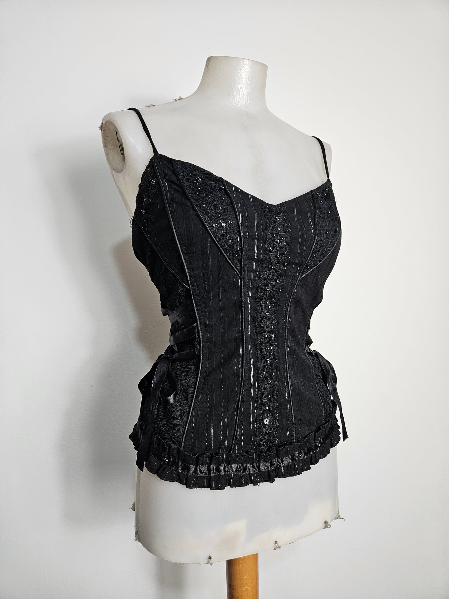 Haut esprit corset noir à laçage