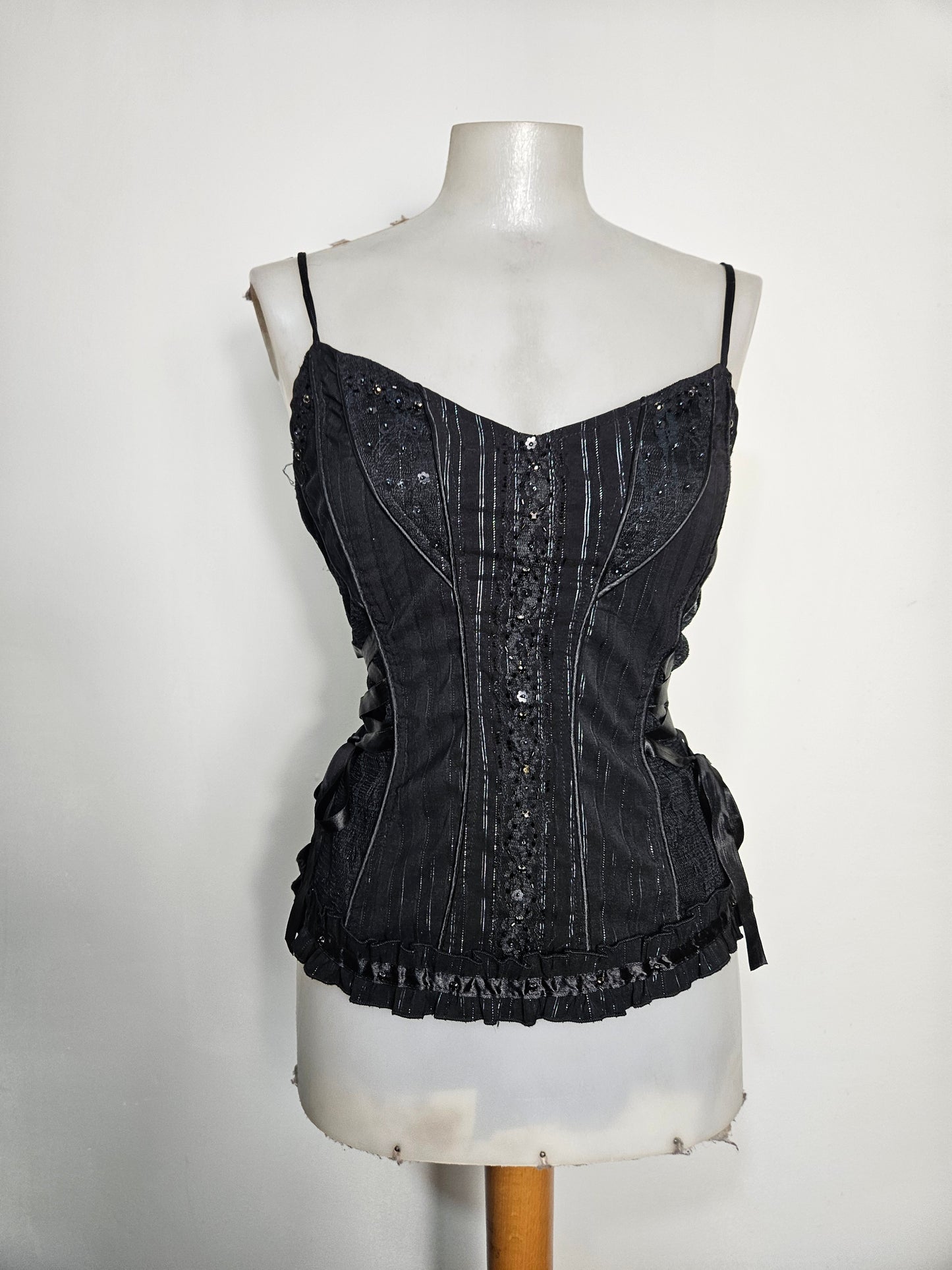 Haut esprit corset noir à laçage