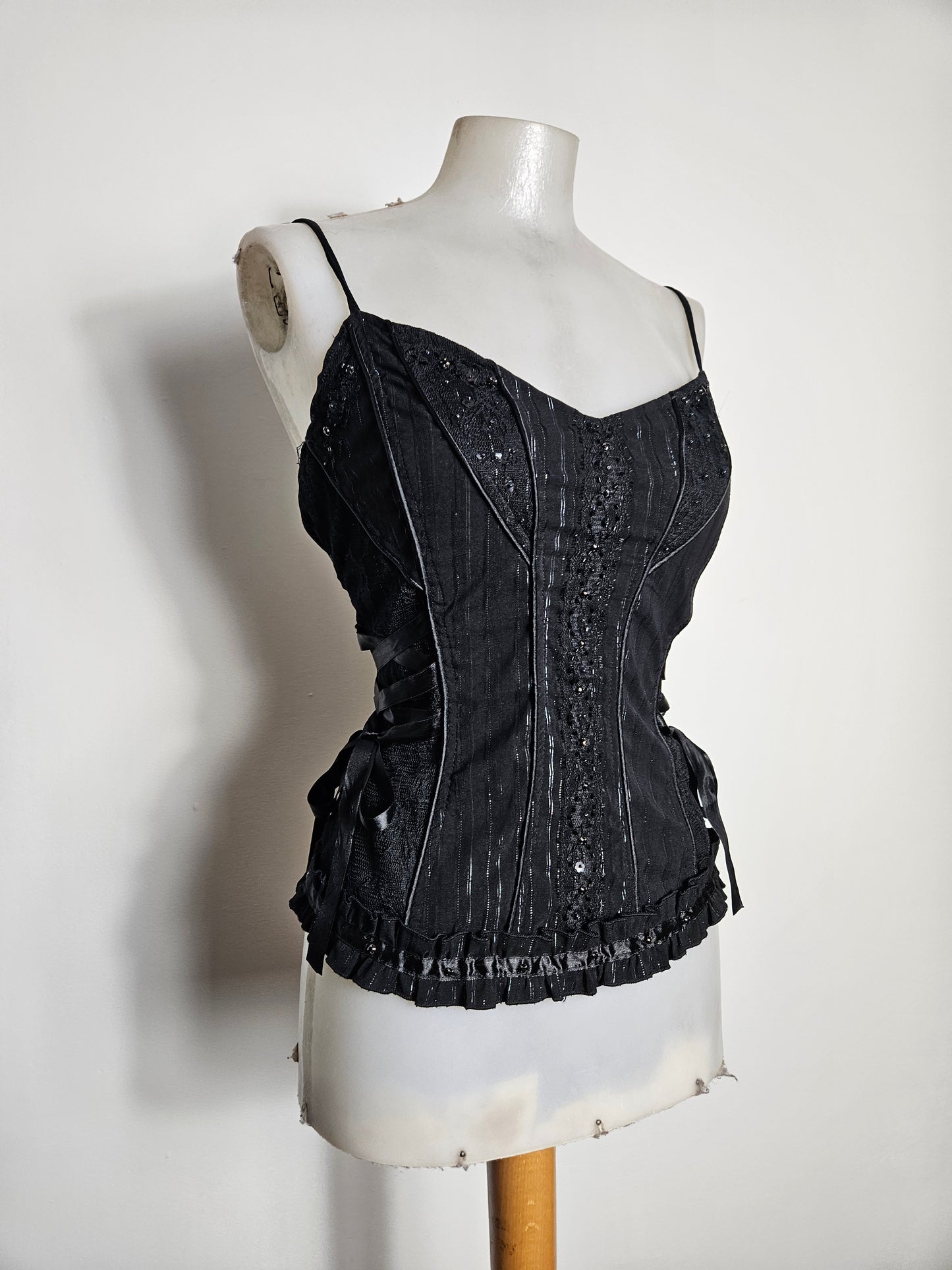 Haut esprit corset noir à laçage