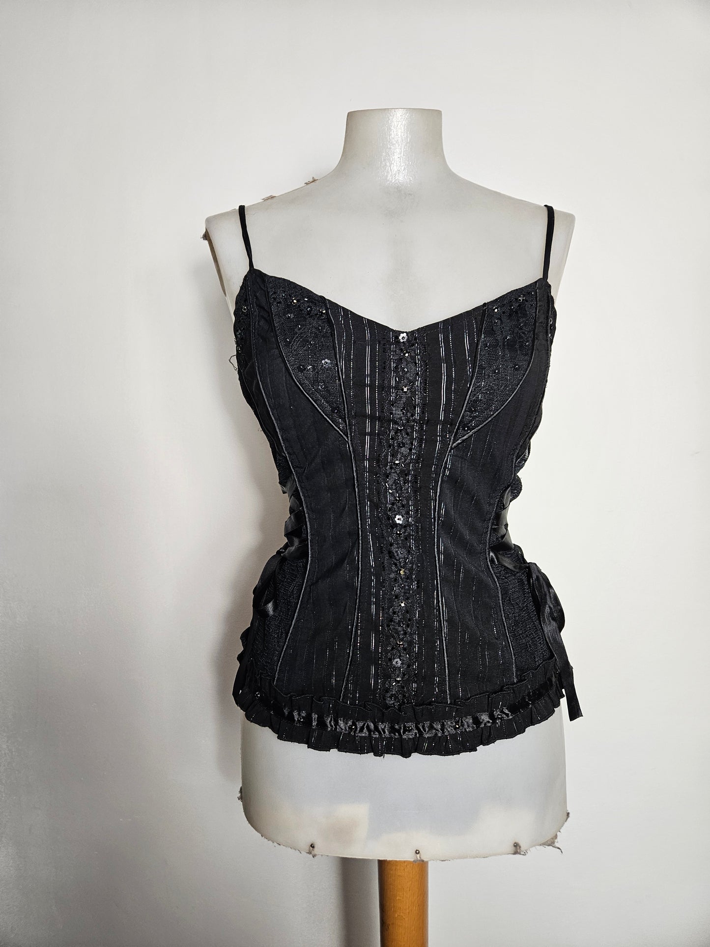 Haut esprit corset noir à laçage
