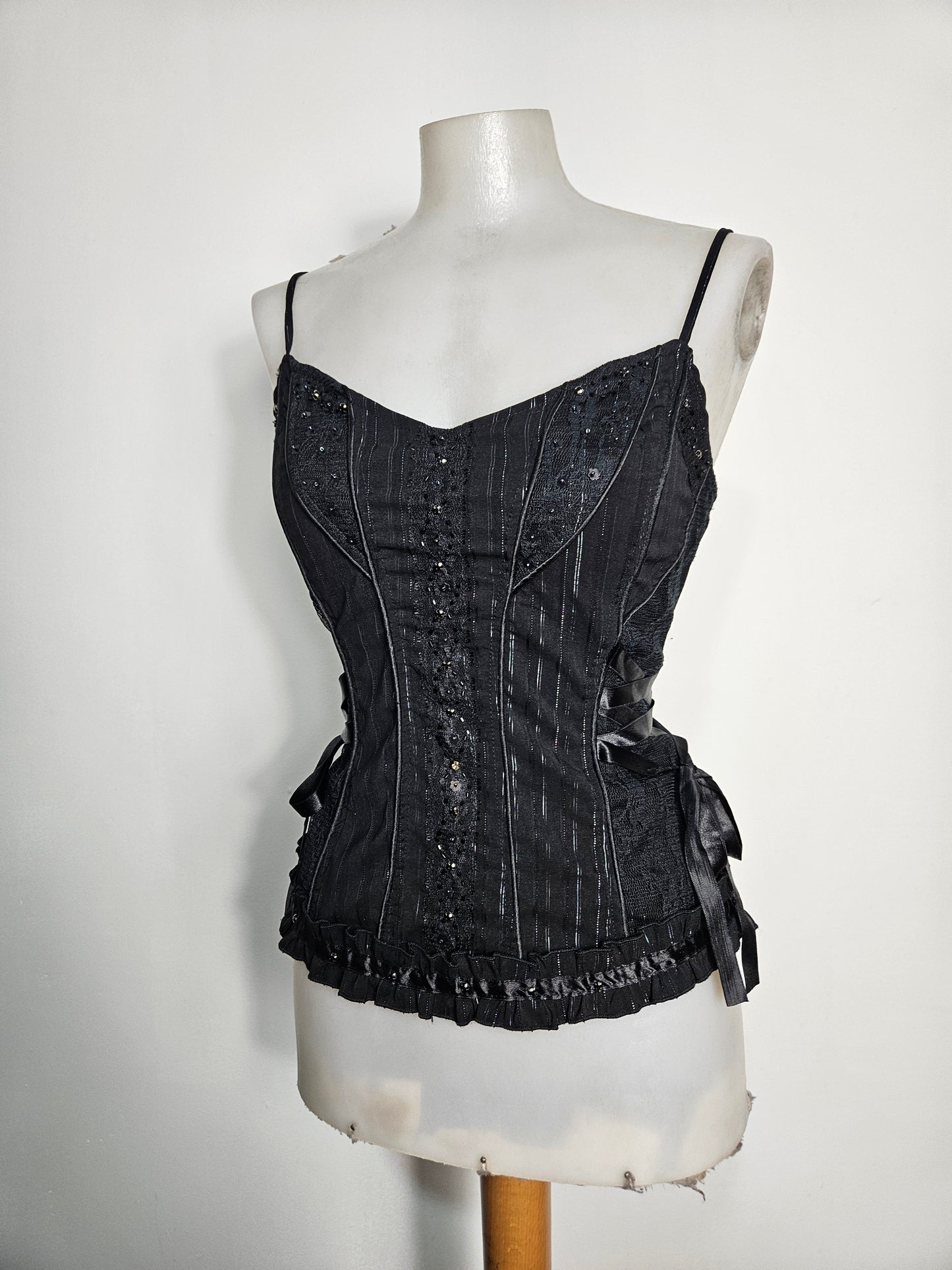 Haut esprit corset noir à laçage