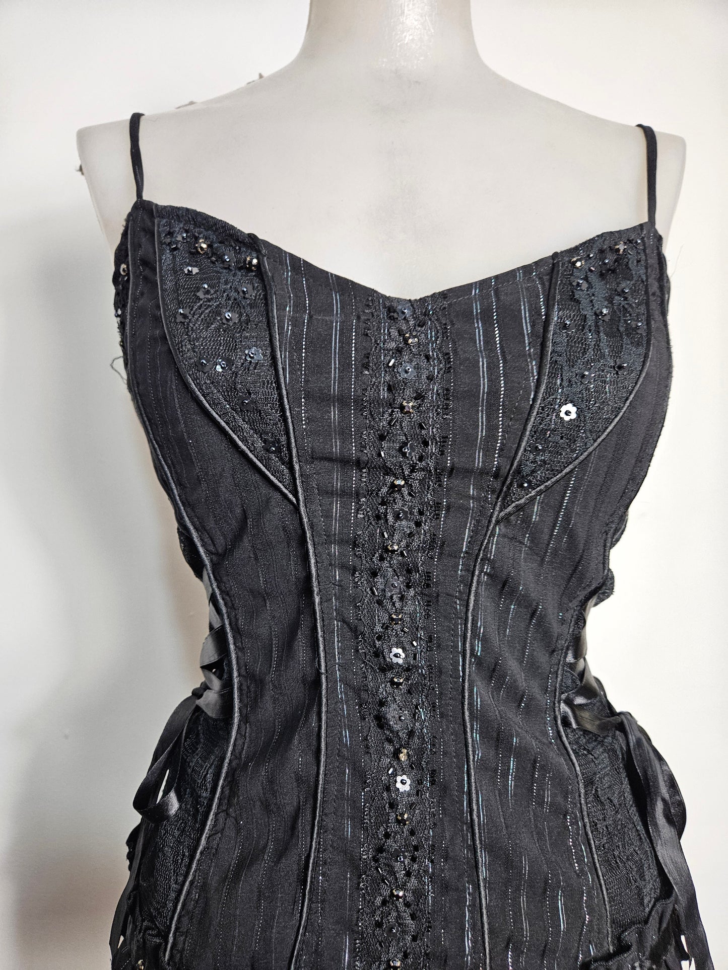 Haut esprit corset noir à laçage