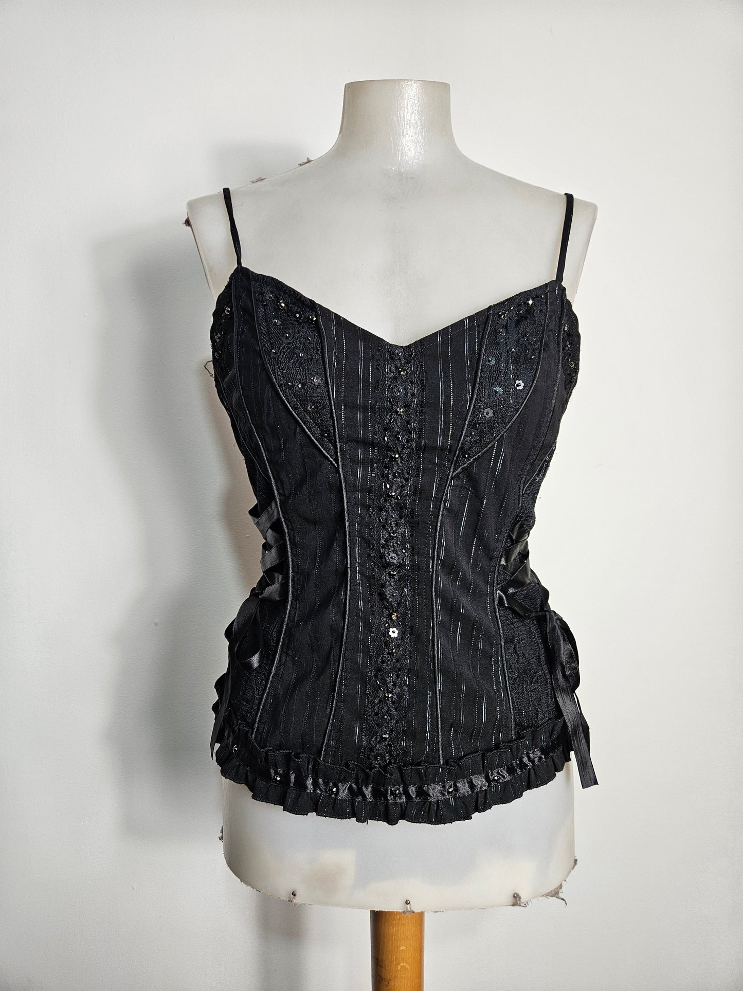 Haut esprit corset noir à laçage