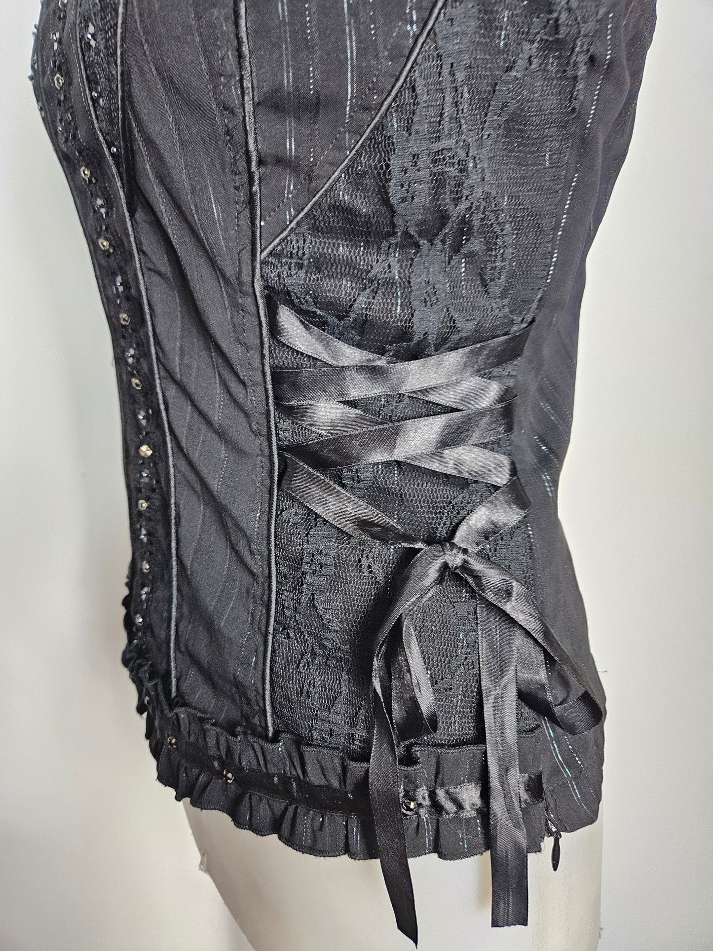 Haut esprit corset noir à laçage
