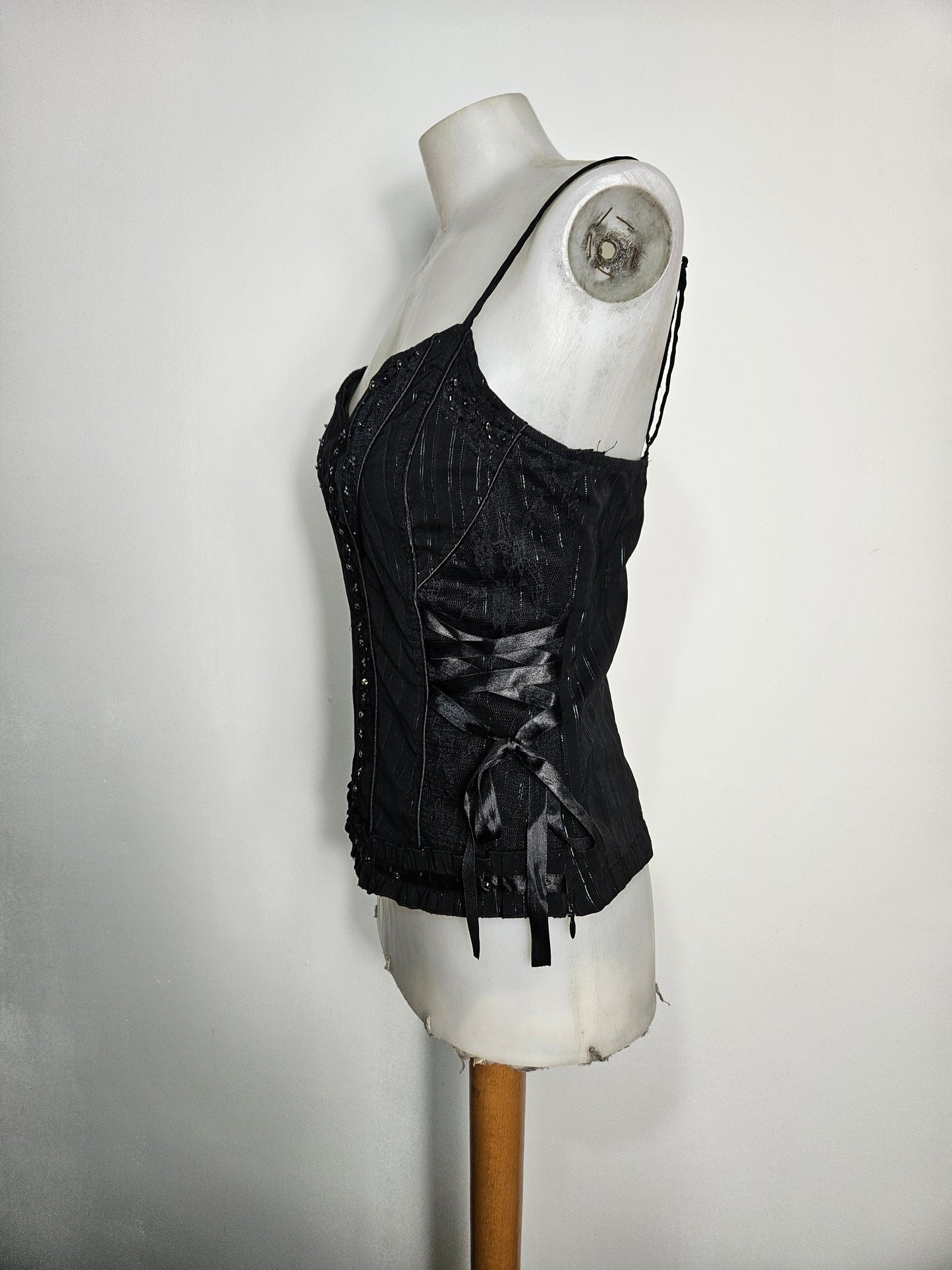 Haut esprit corset noir à laçage