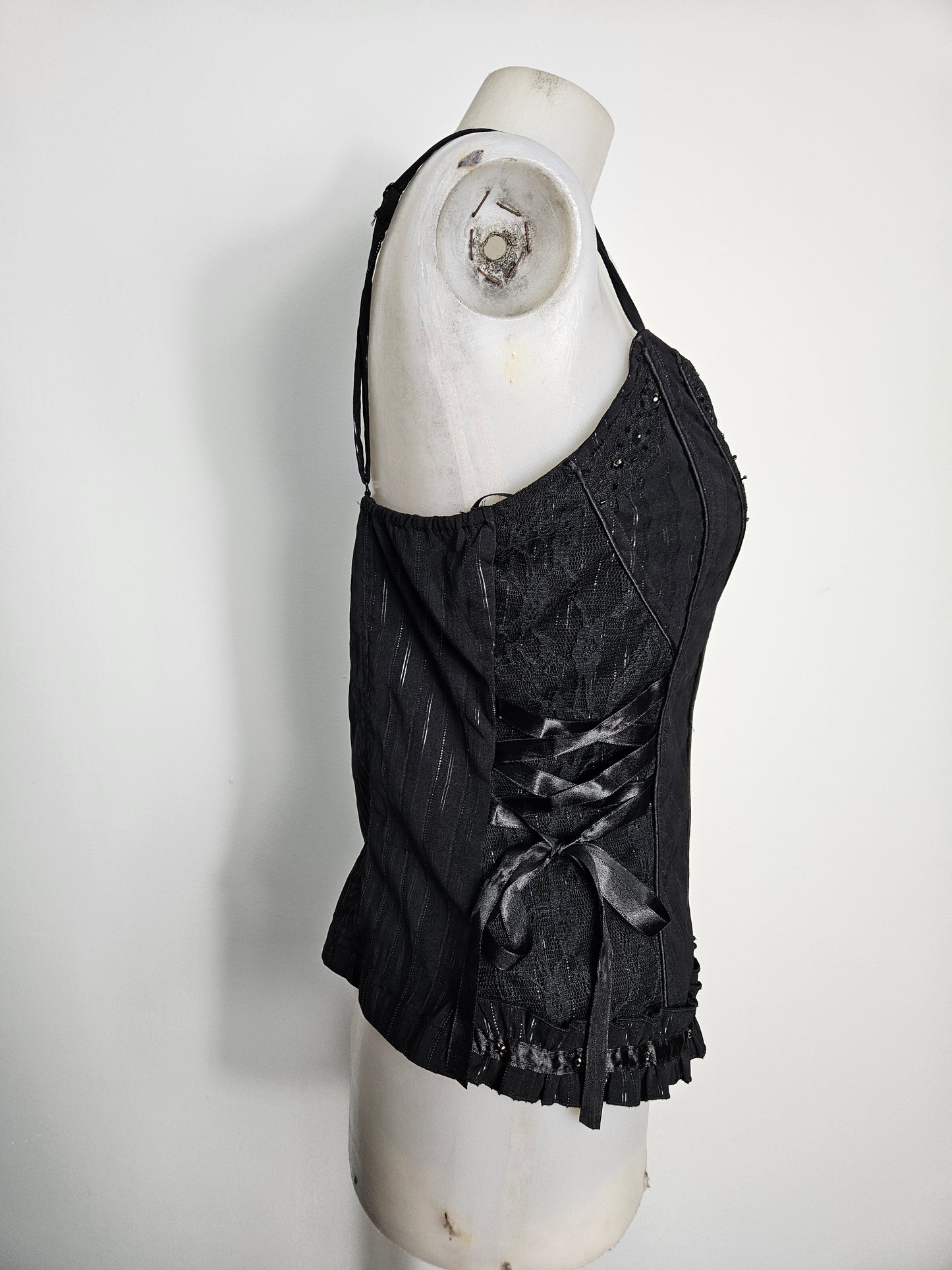 Haut esprit corset noir à laçage