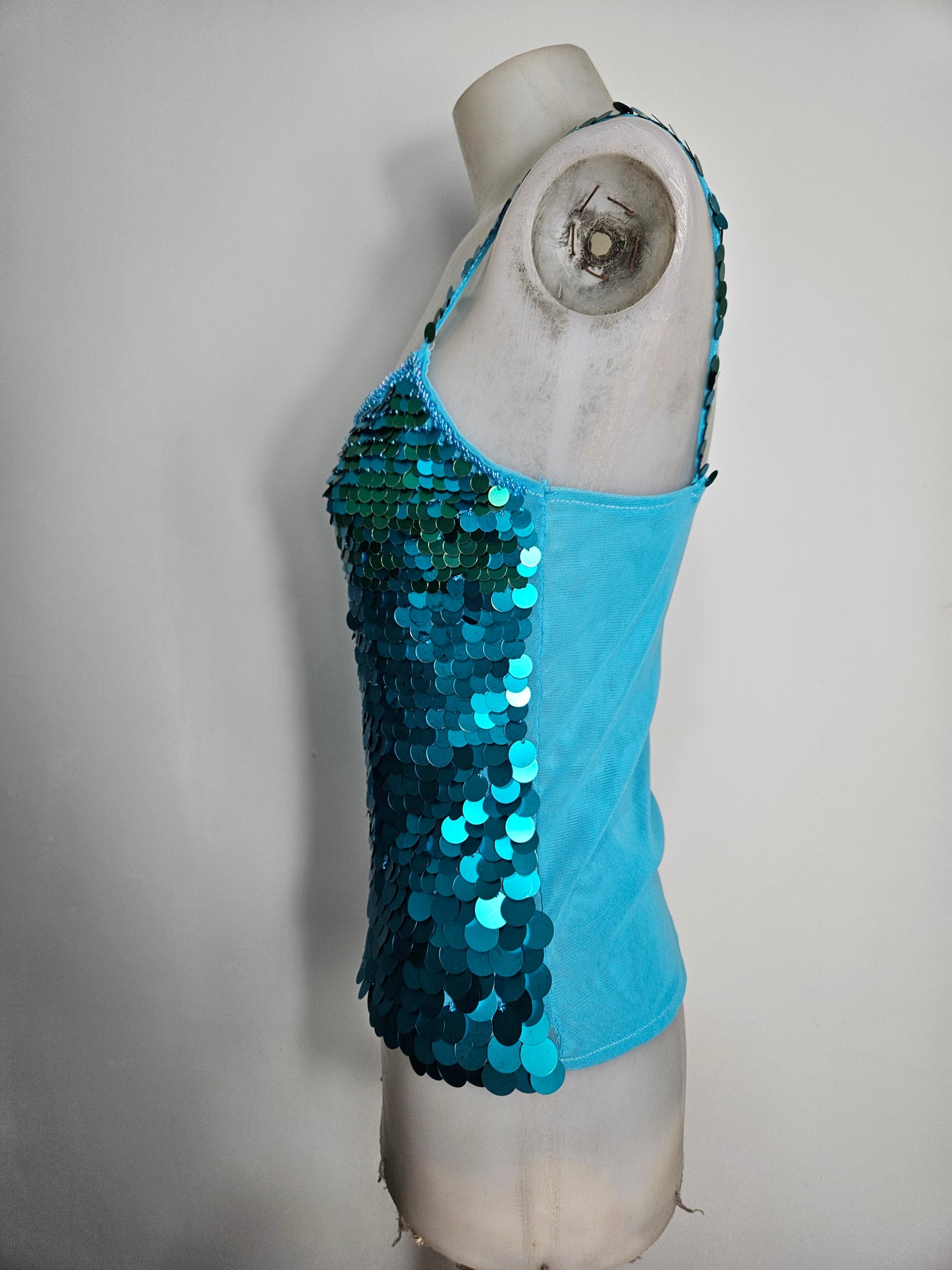 Blue sequined top