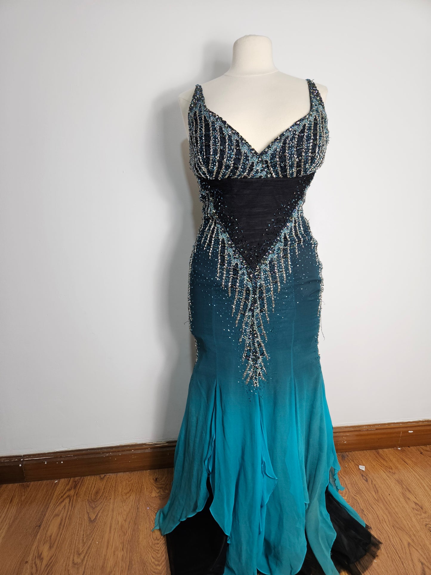 100% silk embroidered dress