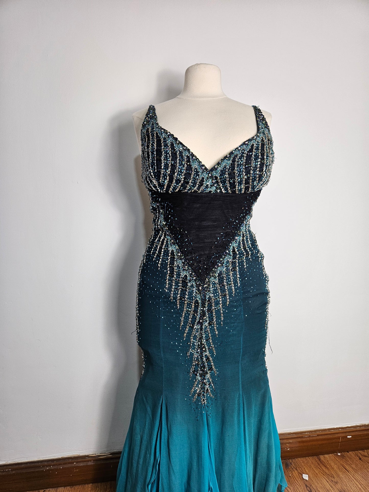 100% silk embroidered dress