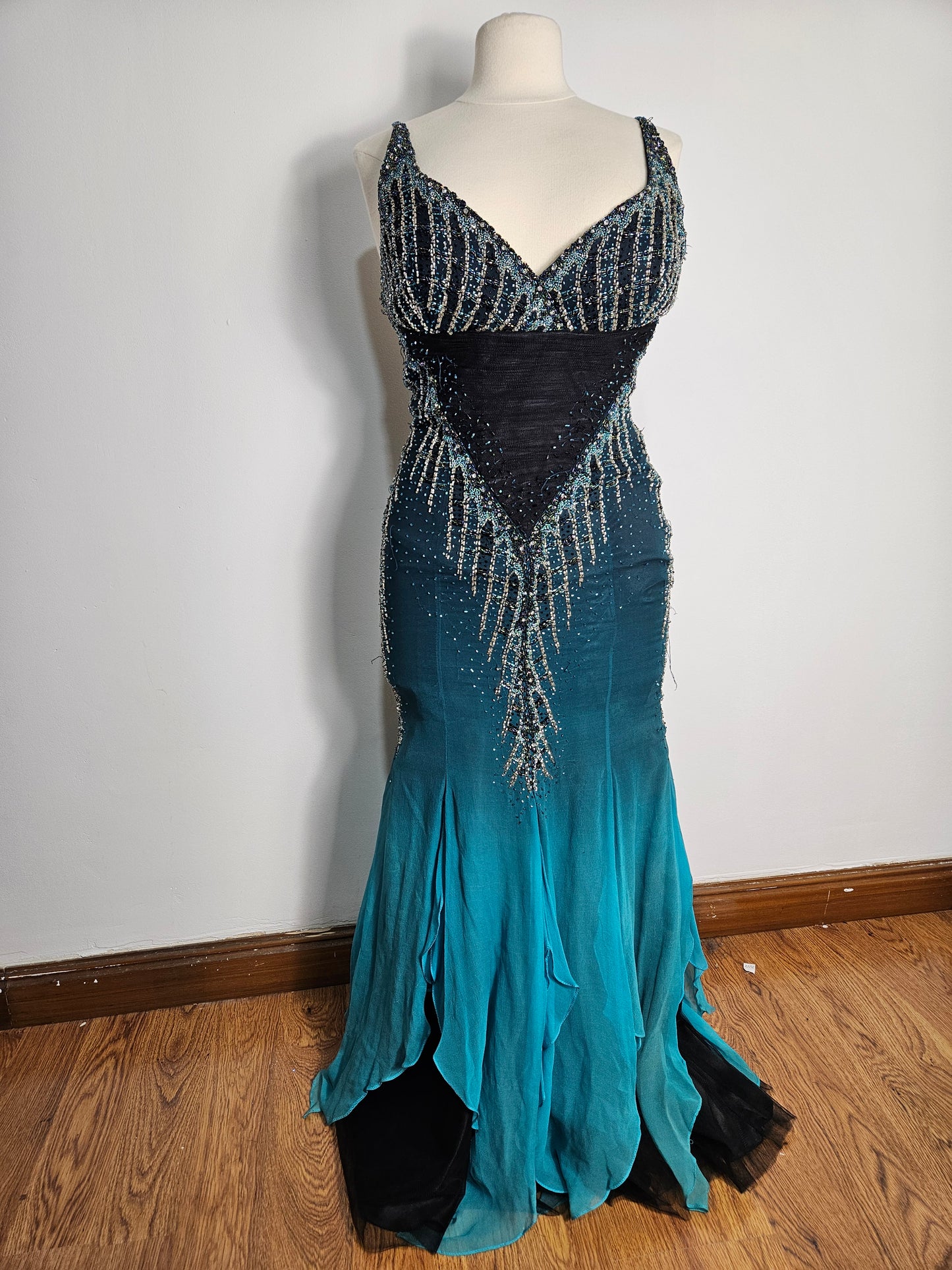 100% silk embroidered dress