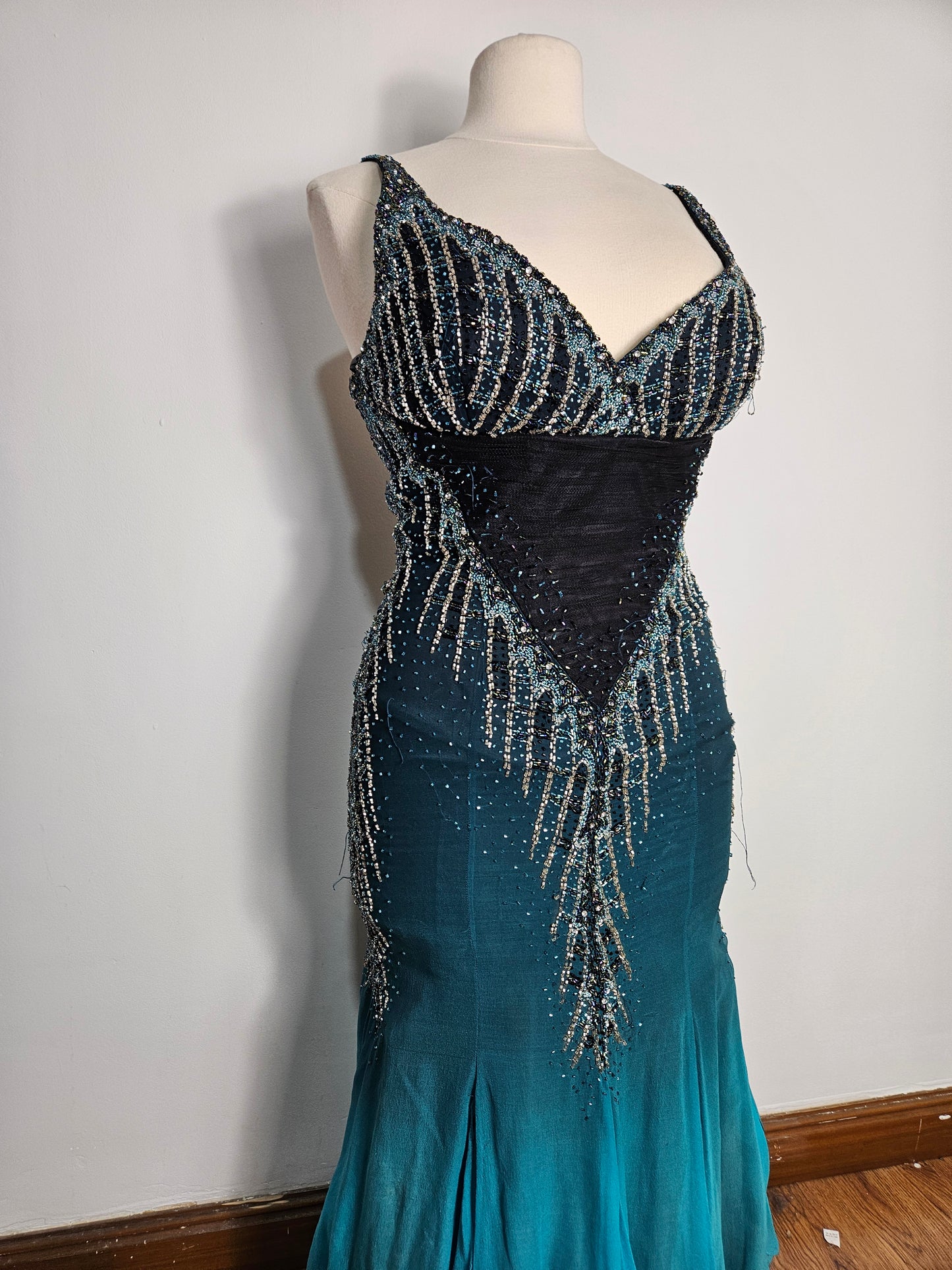 100% silk embroidered dress