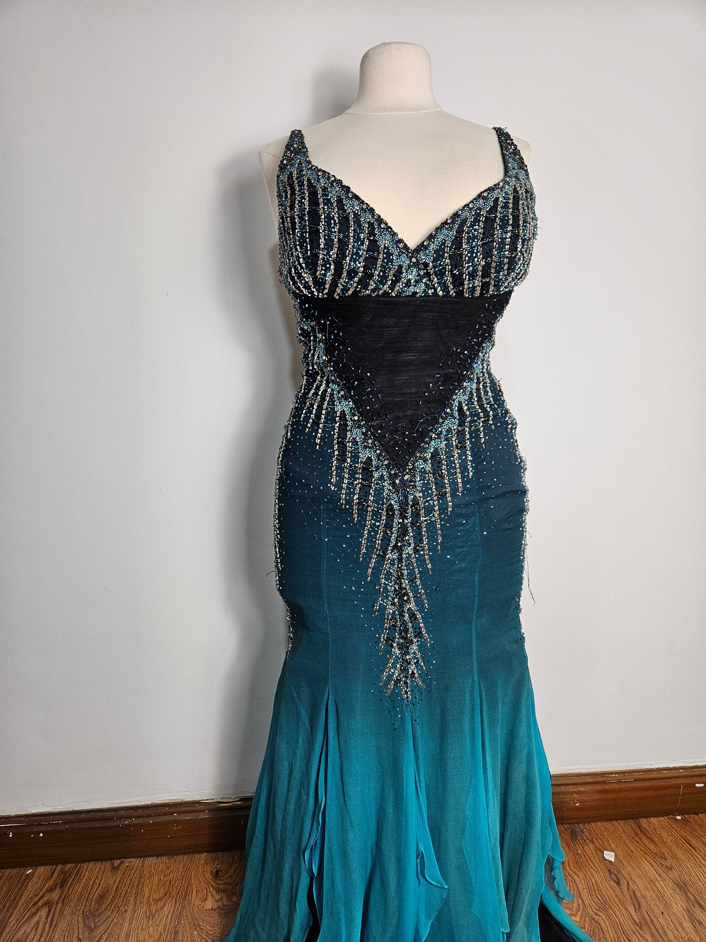 100% silk embroidered dress