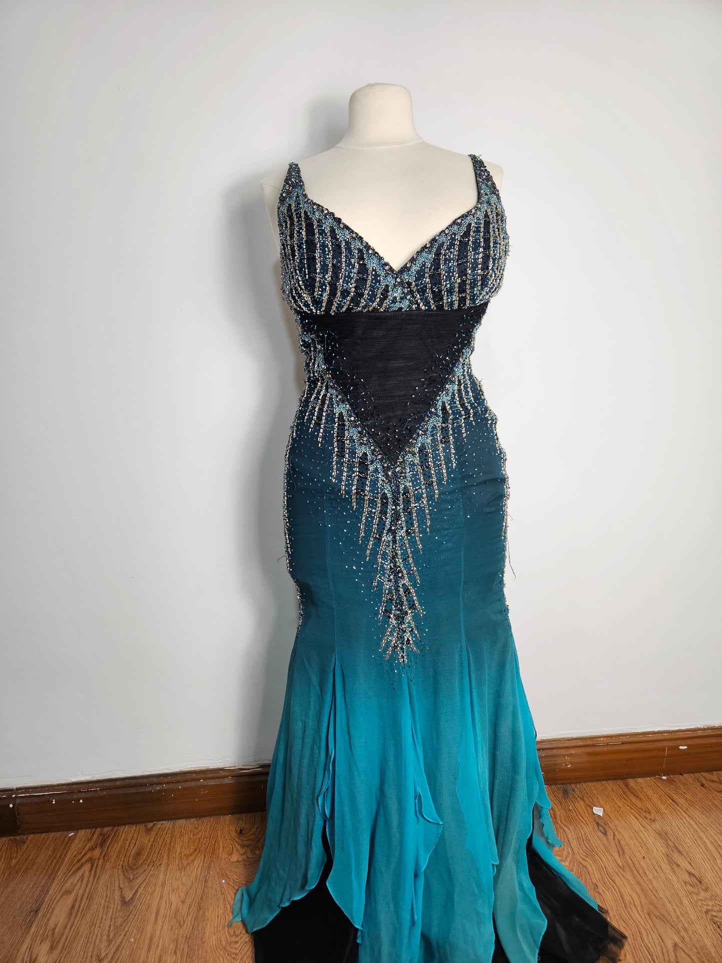 100% silk embroidered dress