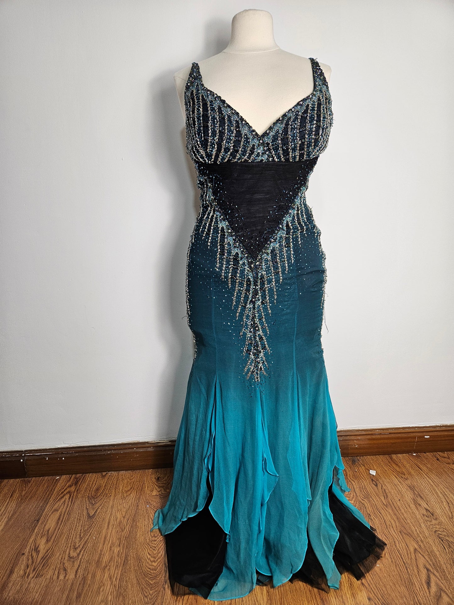 100% silk embroidered dress