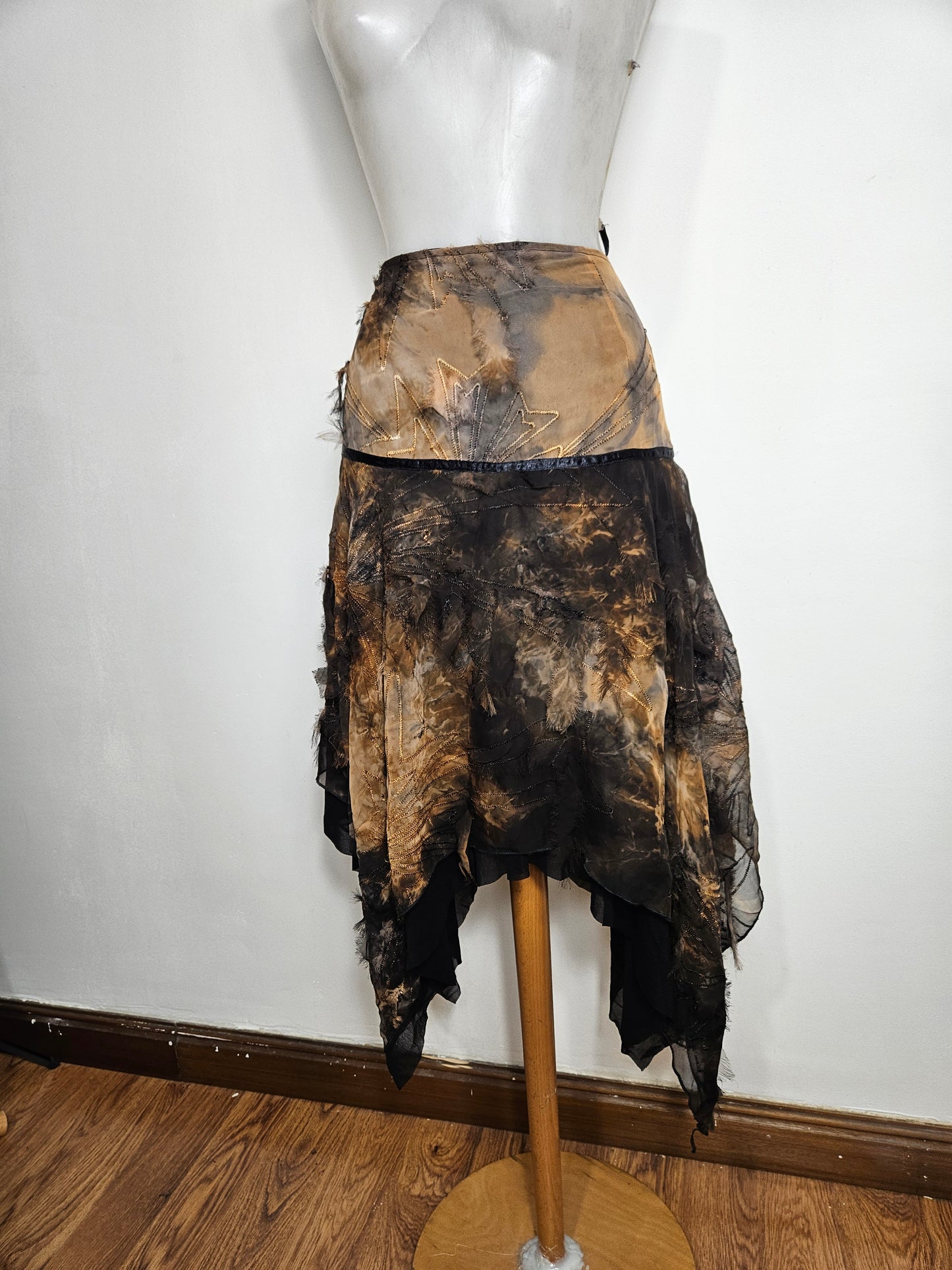 Jupe asymétrique tons marron