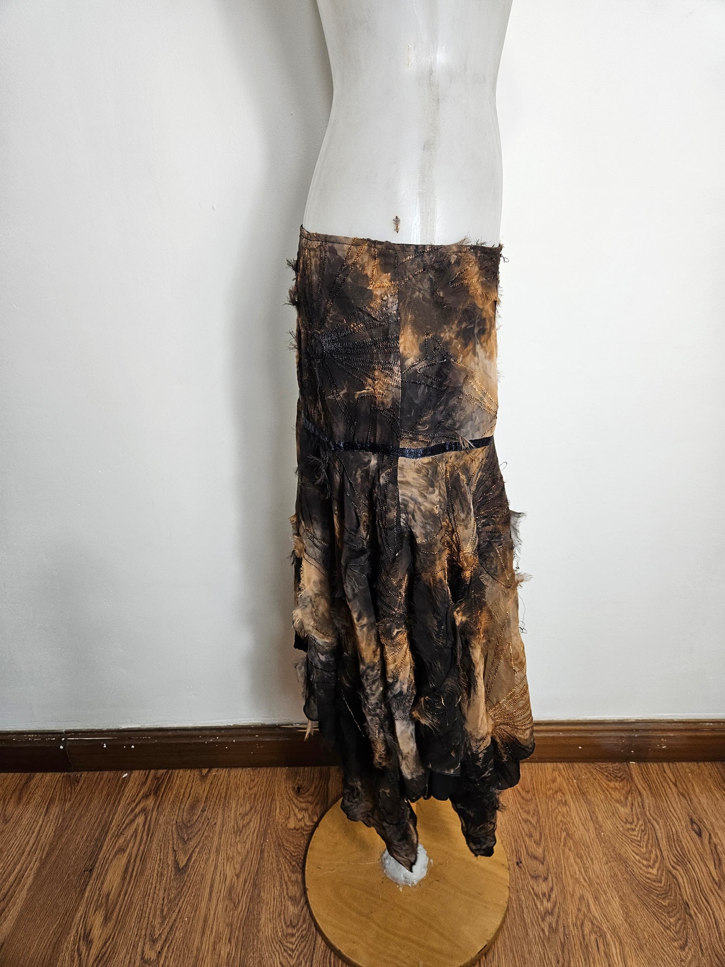 Jupe asymétrique tons marron