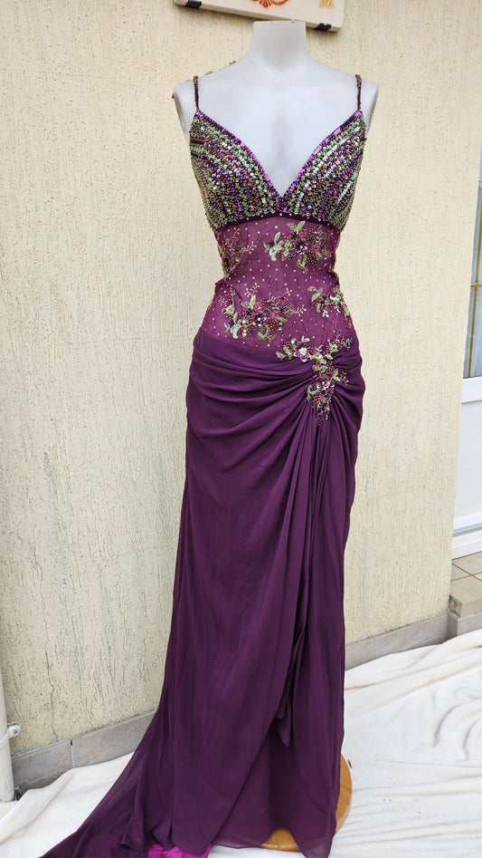 Maxi robe violette brodée