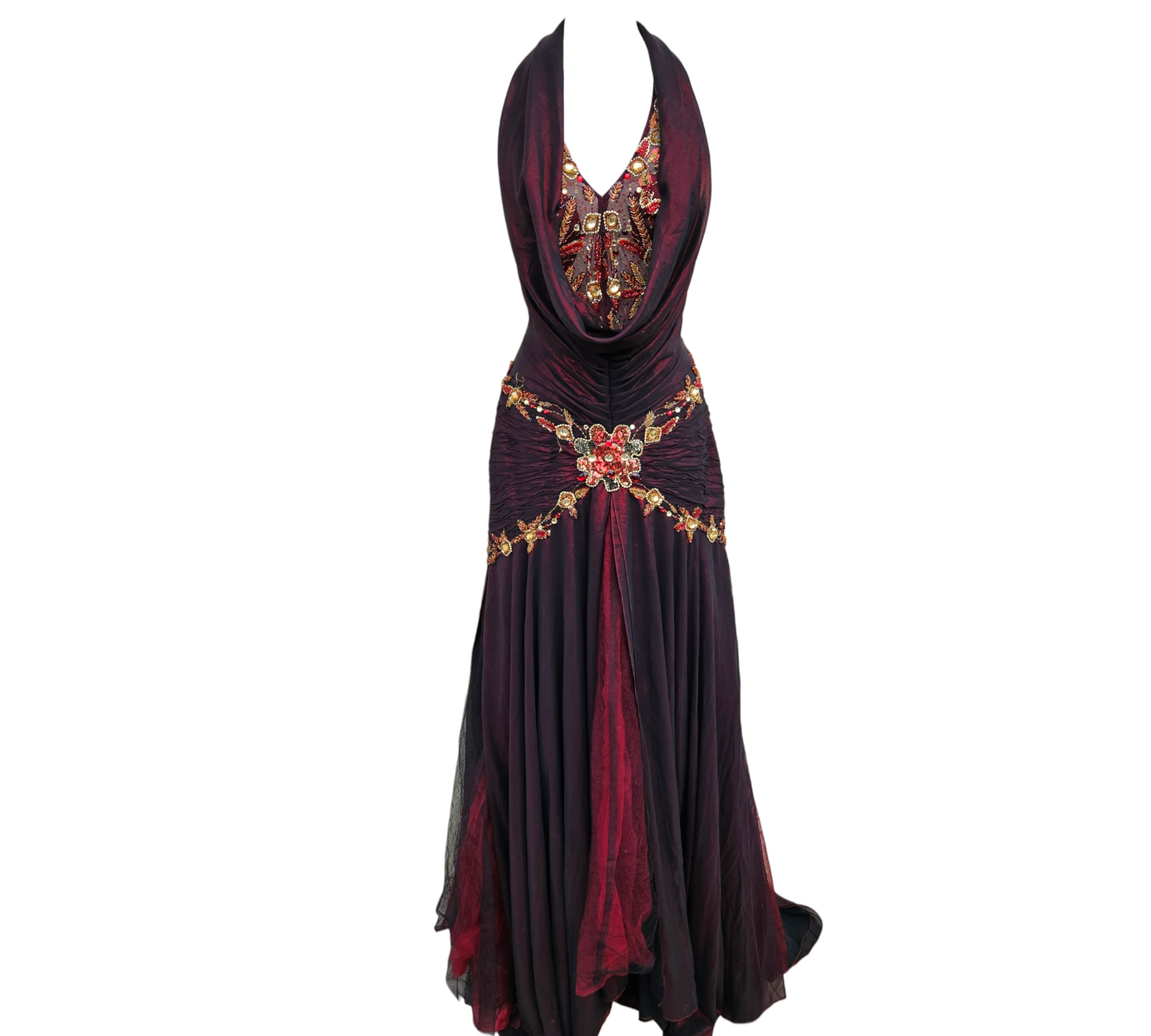 Maxi robe rouge brodée