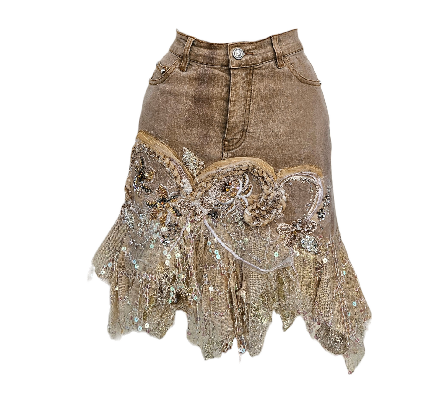 Jupe en denim brodée