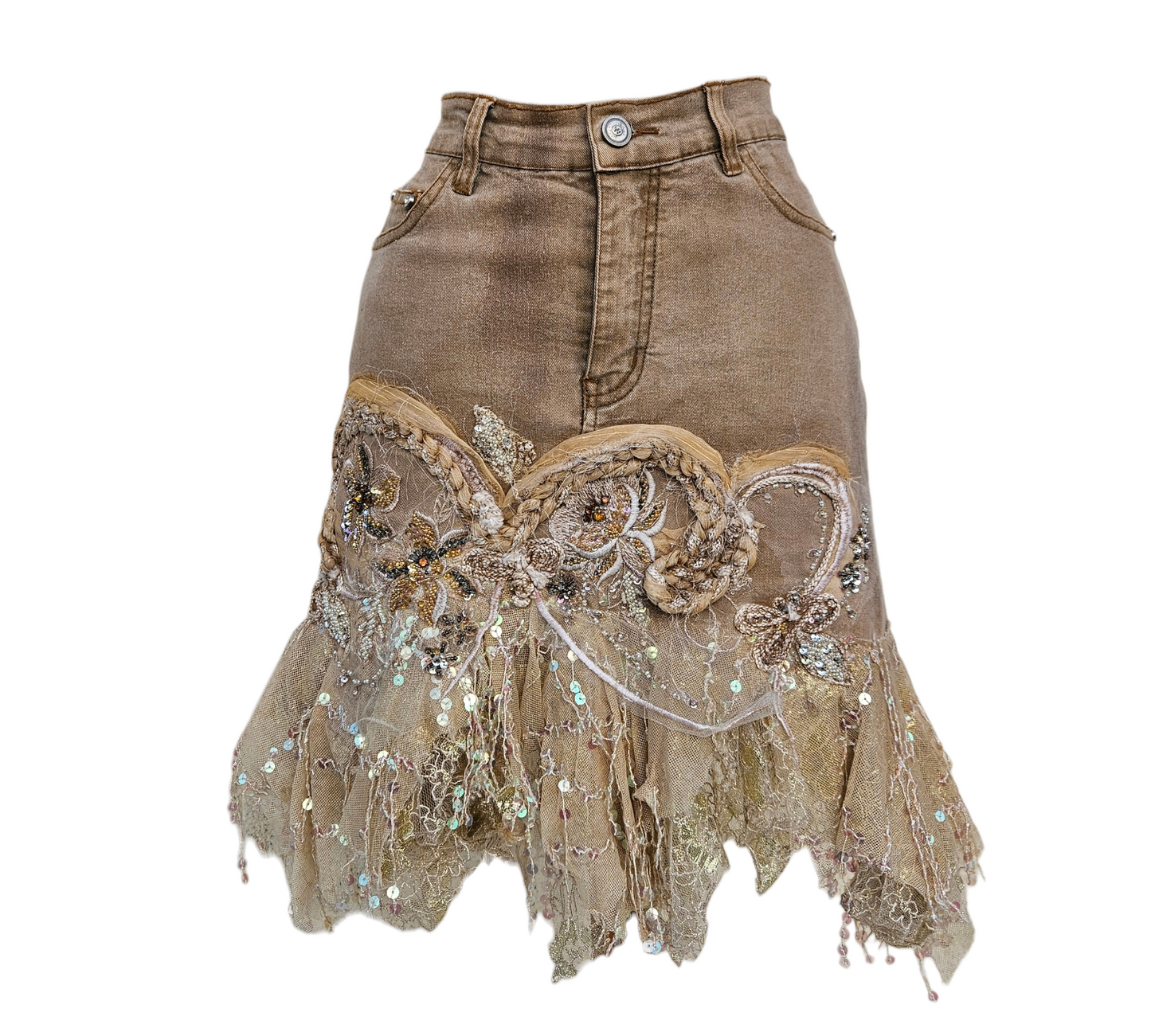 Jupe en denim brodée