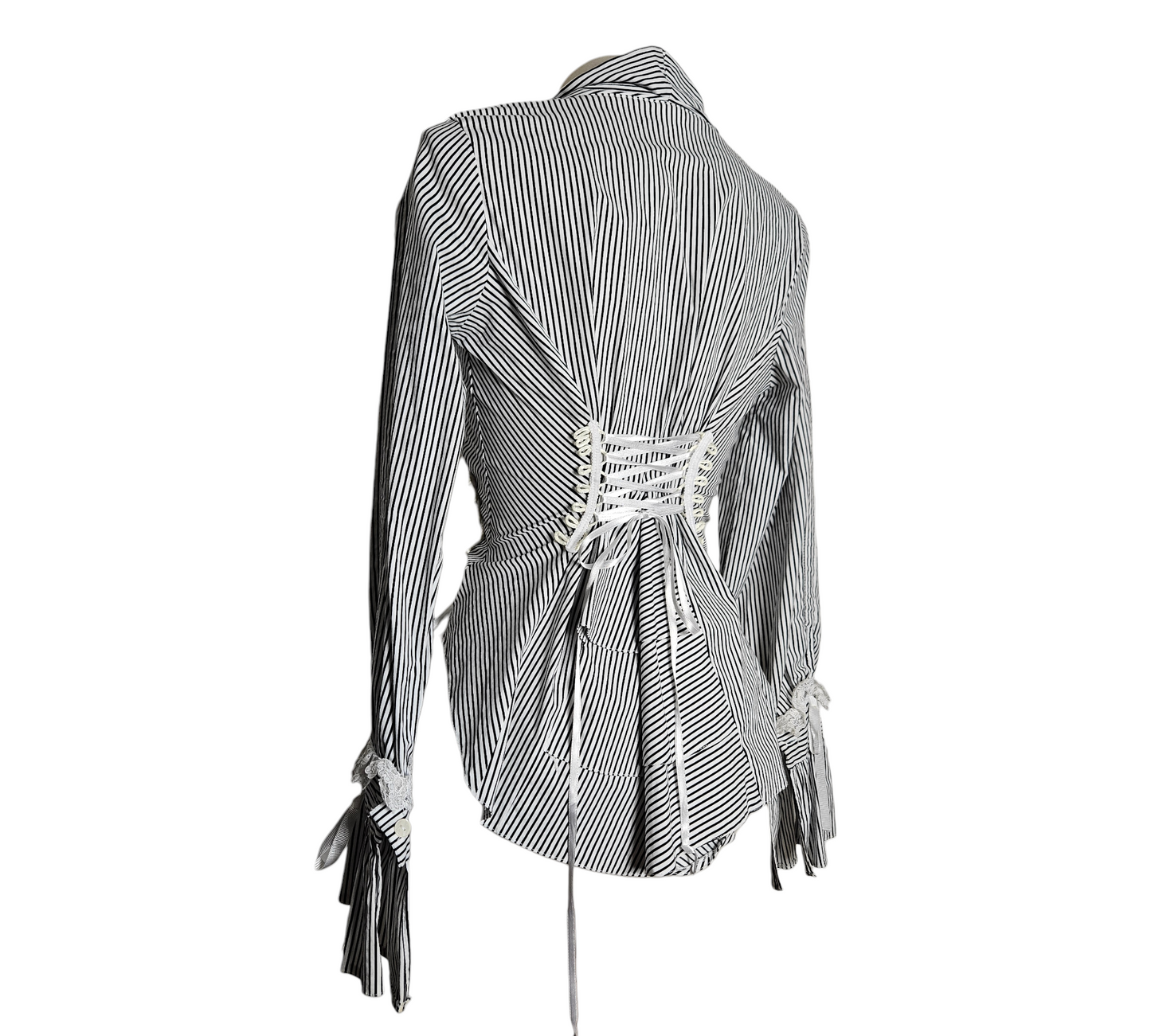 Striped shirt with lace-up detailing