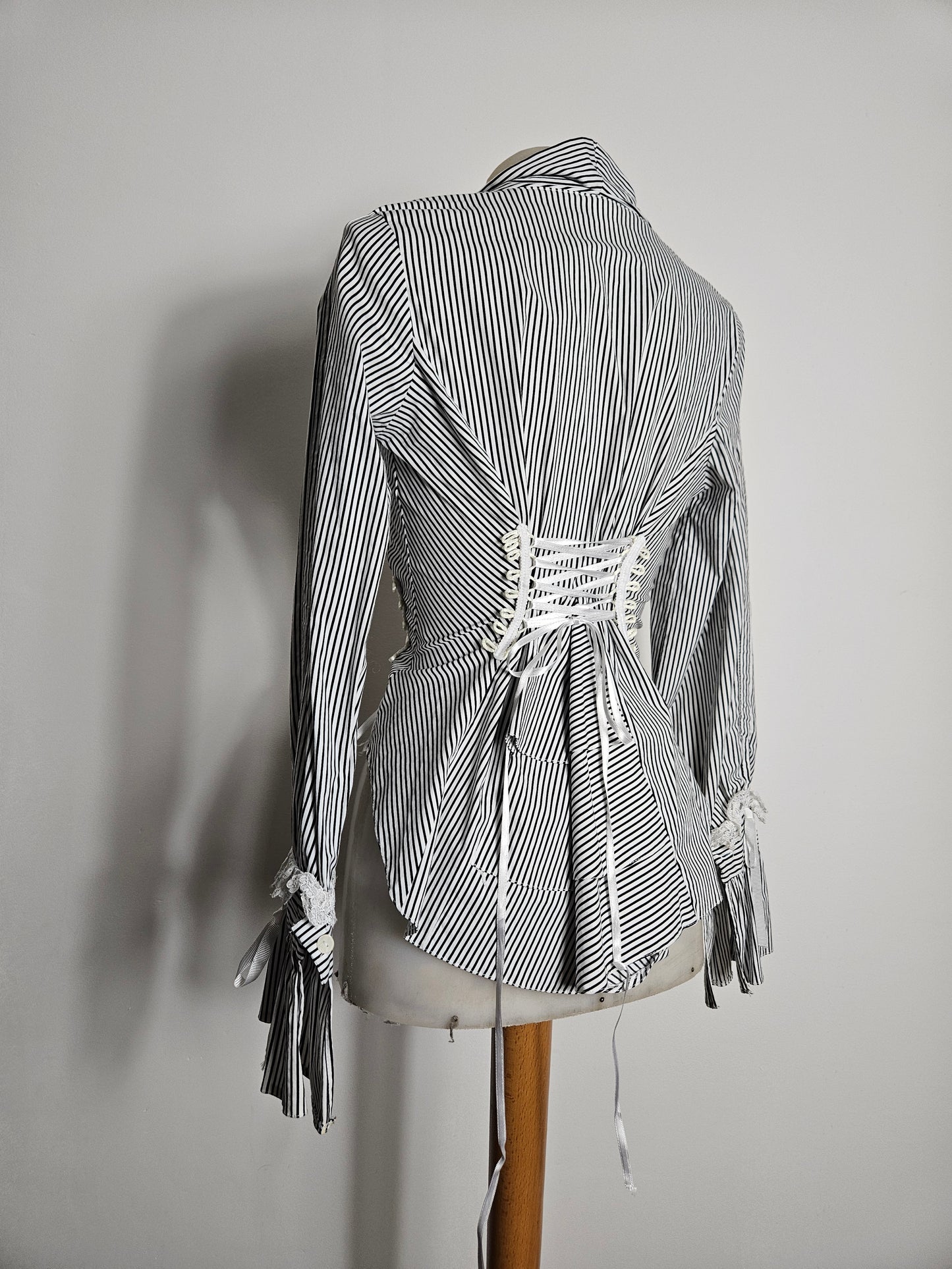 Striped shirt with lace-up detailing