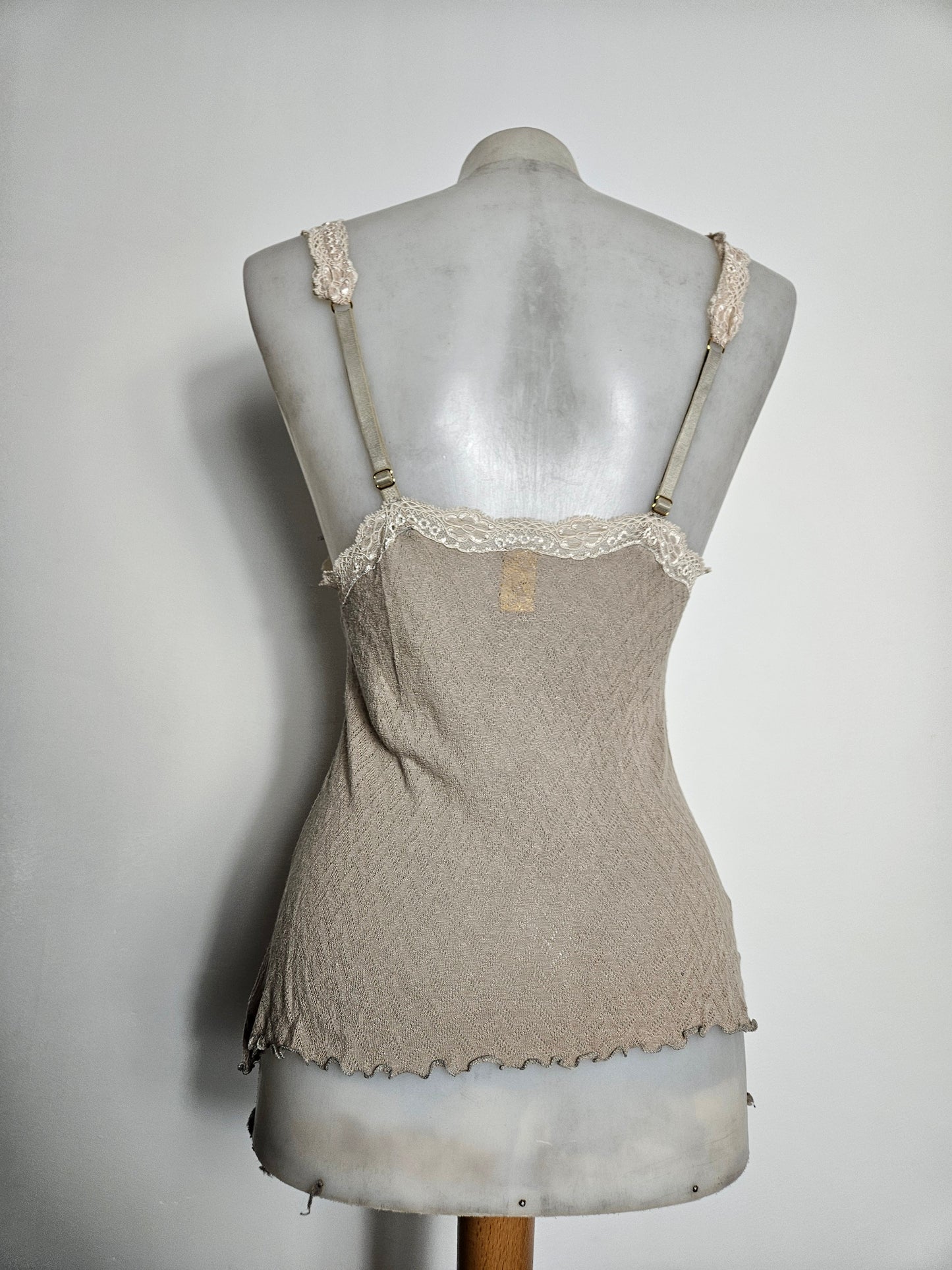 Haut beige en voile et dentelle m