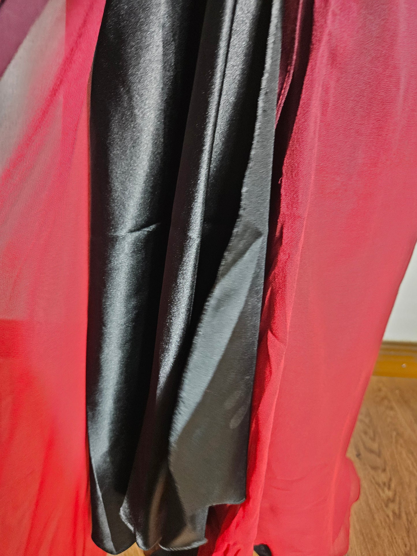 Red and black gradient embroidered dress