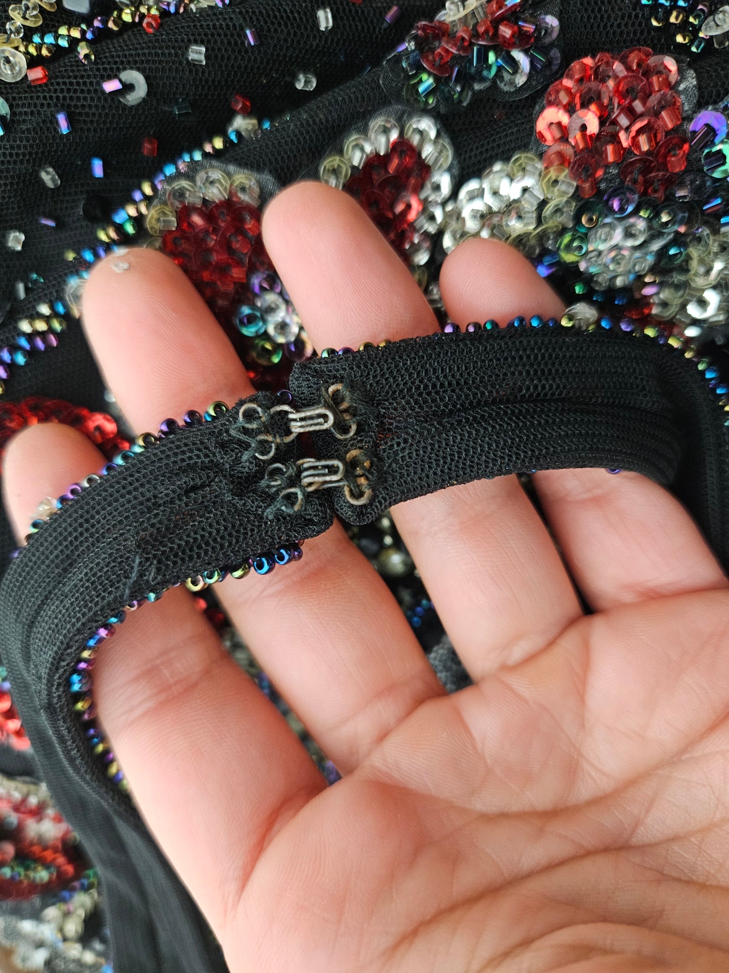 Red and black gradient embroidered dress