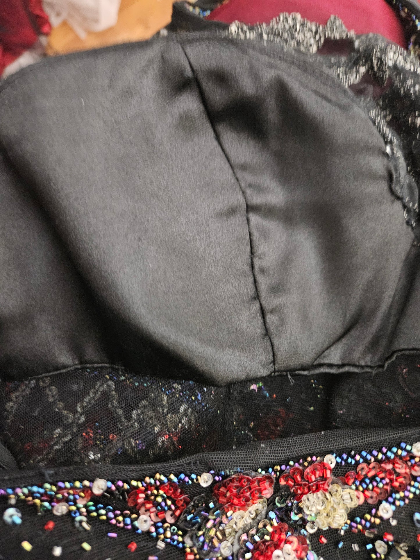 Red and black gradient embroidered dress