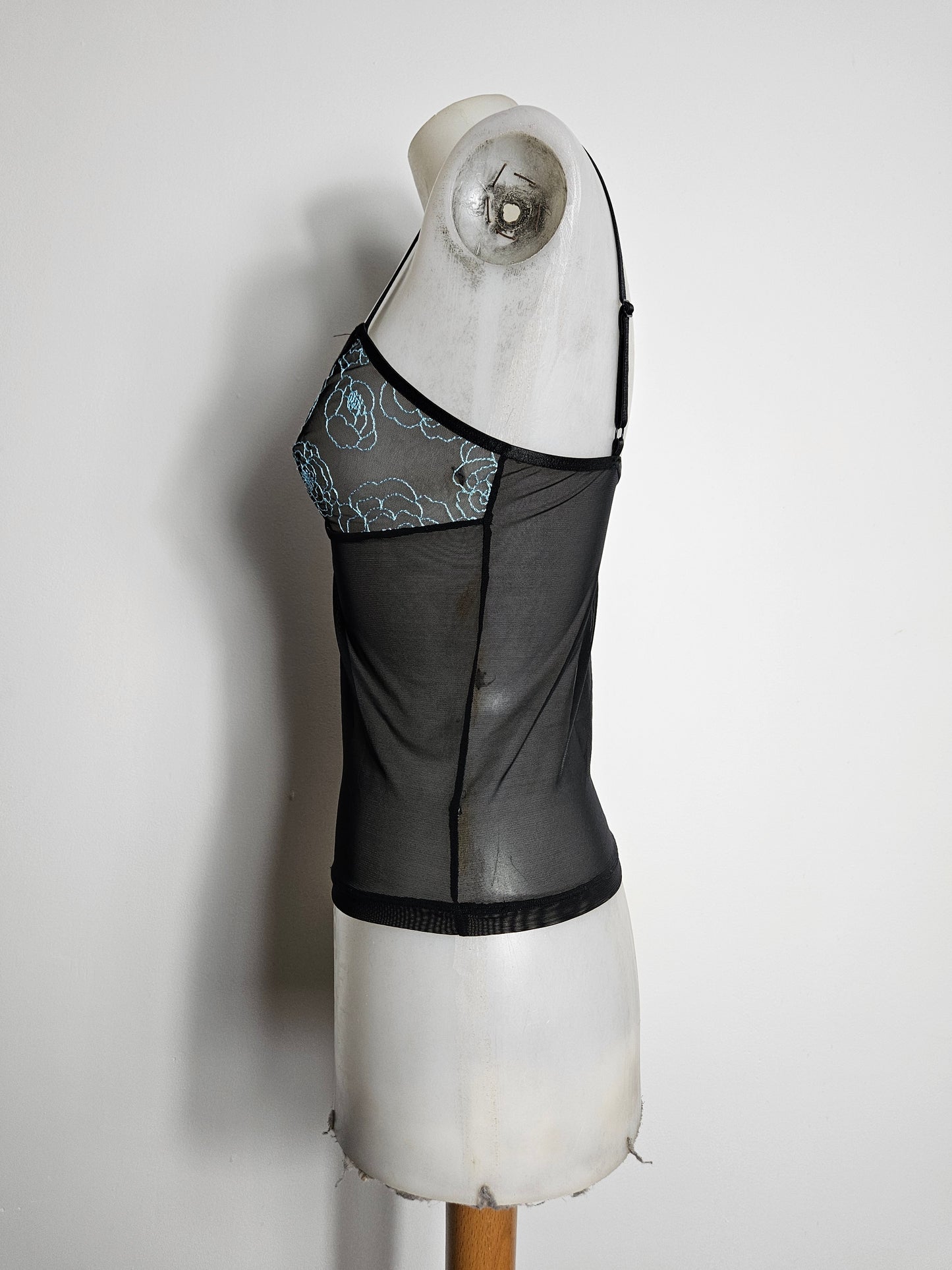 Black and blue voile top