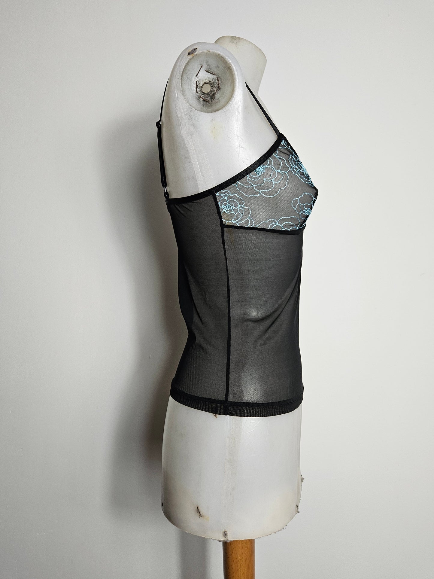Black and blue voile top