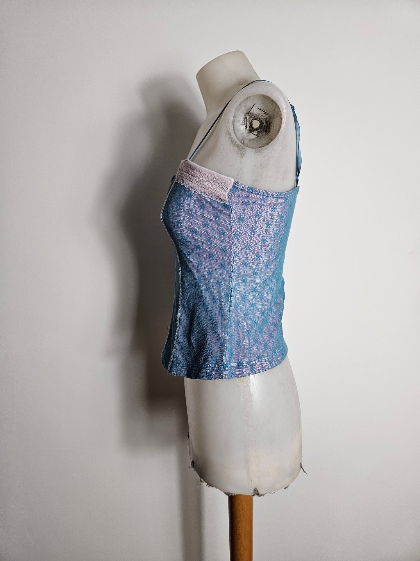 Blue and pink lace top