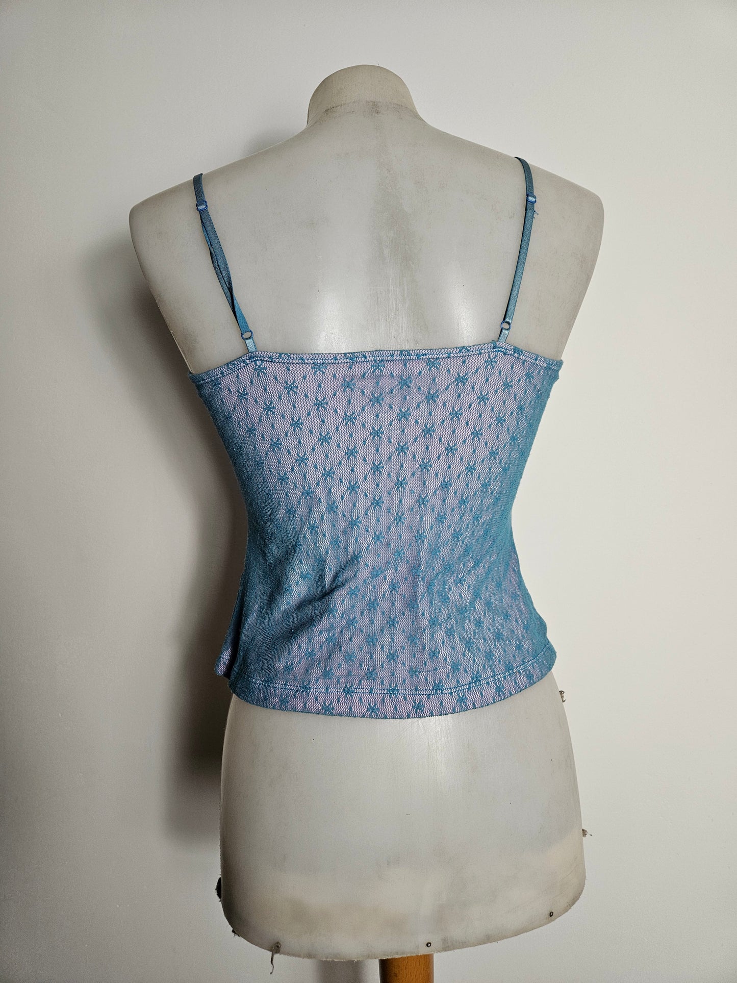 Blue and pink lace top