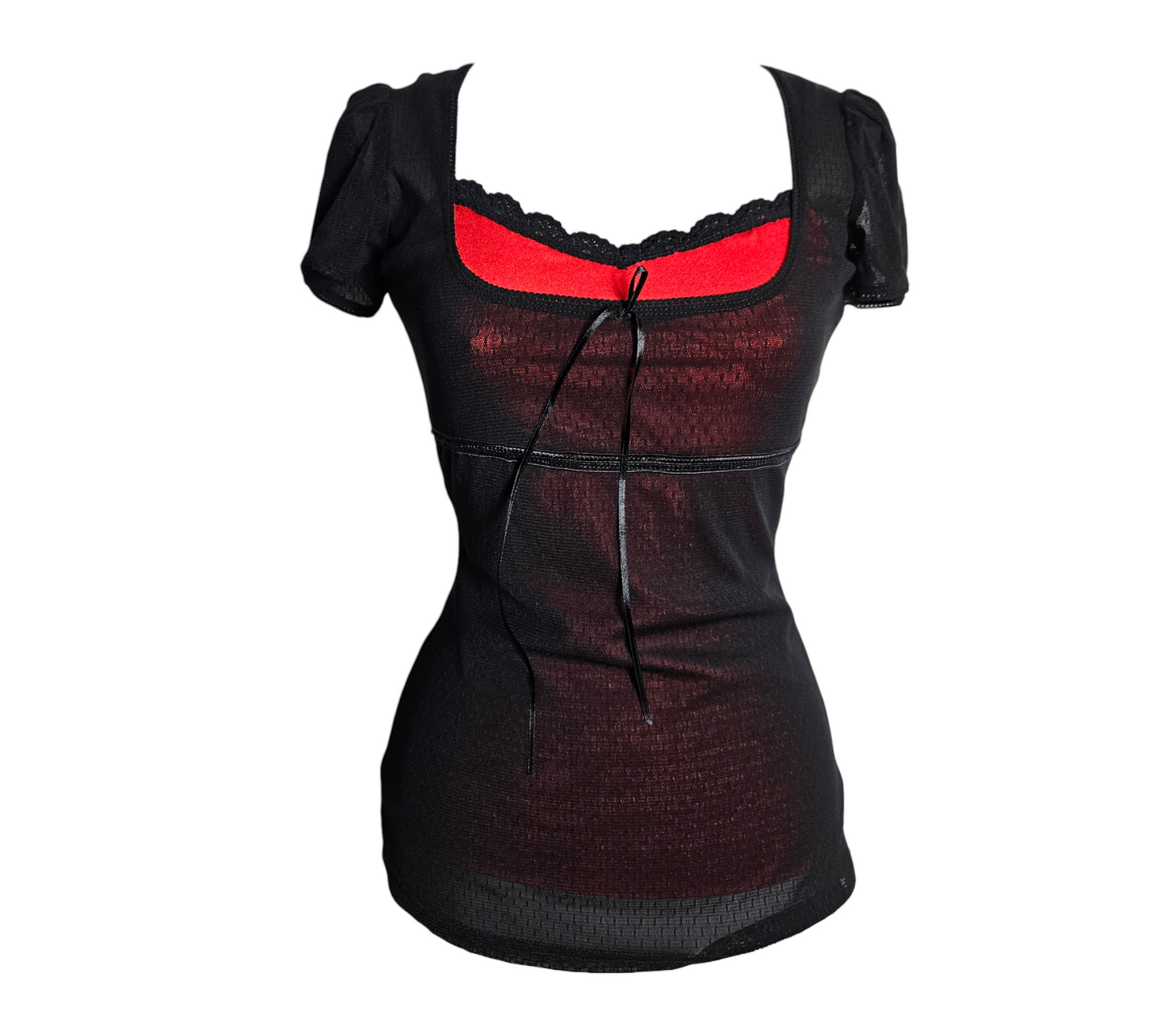 Haut en voile noir et rouge Queen of Darkness