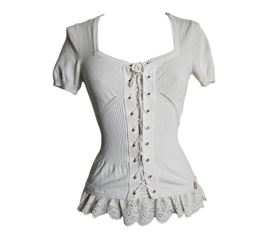 Haut blanc à laçage