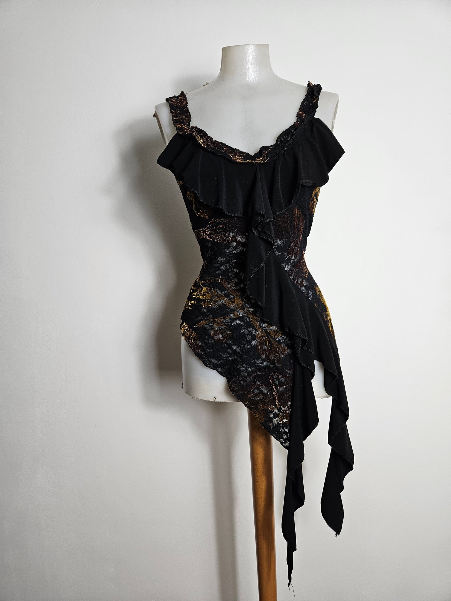 Haut asymétrique motifs en velours