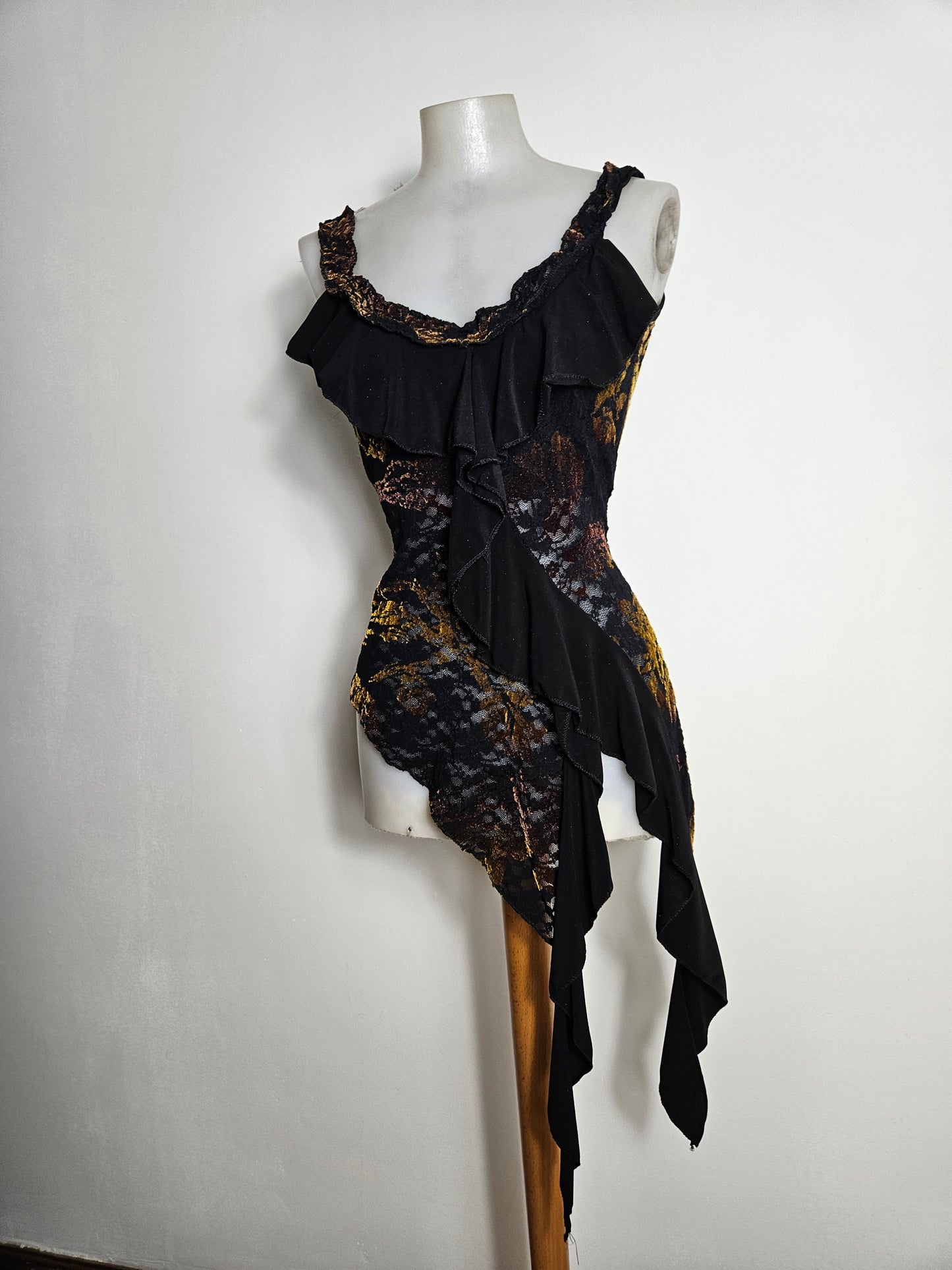 Haut asymétrique motifs en velours