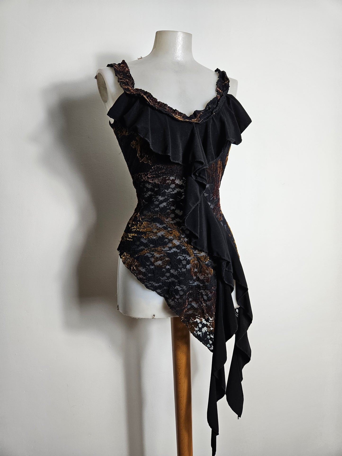 Haut asymétrique motifs en velours